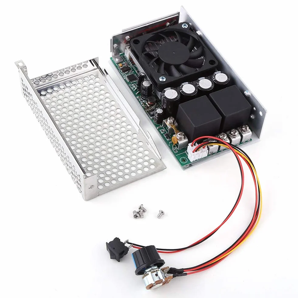 Jadeshay Regolatore di Velocità,3000W 100A 10-50V CC PWM Regolatore del Regolatore di Velocità del Motore Regolabile,con Interruttore e Potenziometro Reversibile