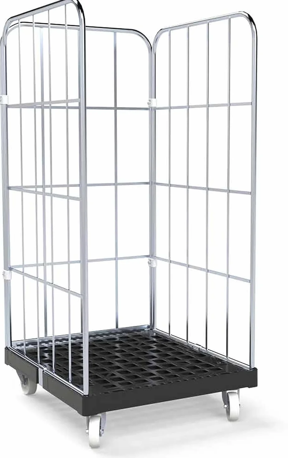 Contenitore a rotelle a 3 lati, carrello con ruote per trasporto e stoccaggio, portata 500 kg, robusto e facilmente orientabile, carrello con 724 x 815 x 1830 mm (verde traffico)