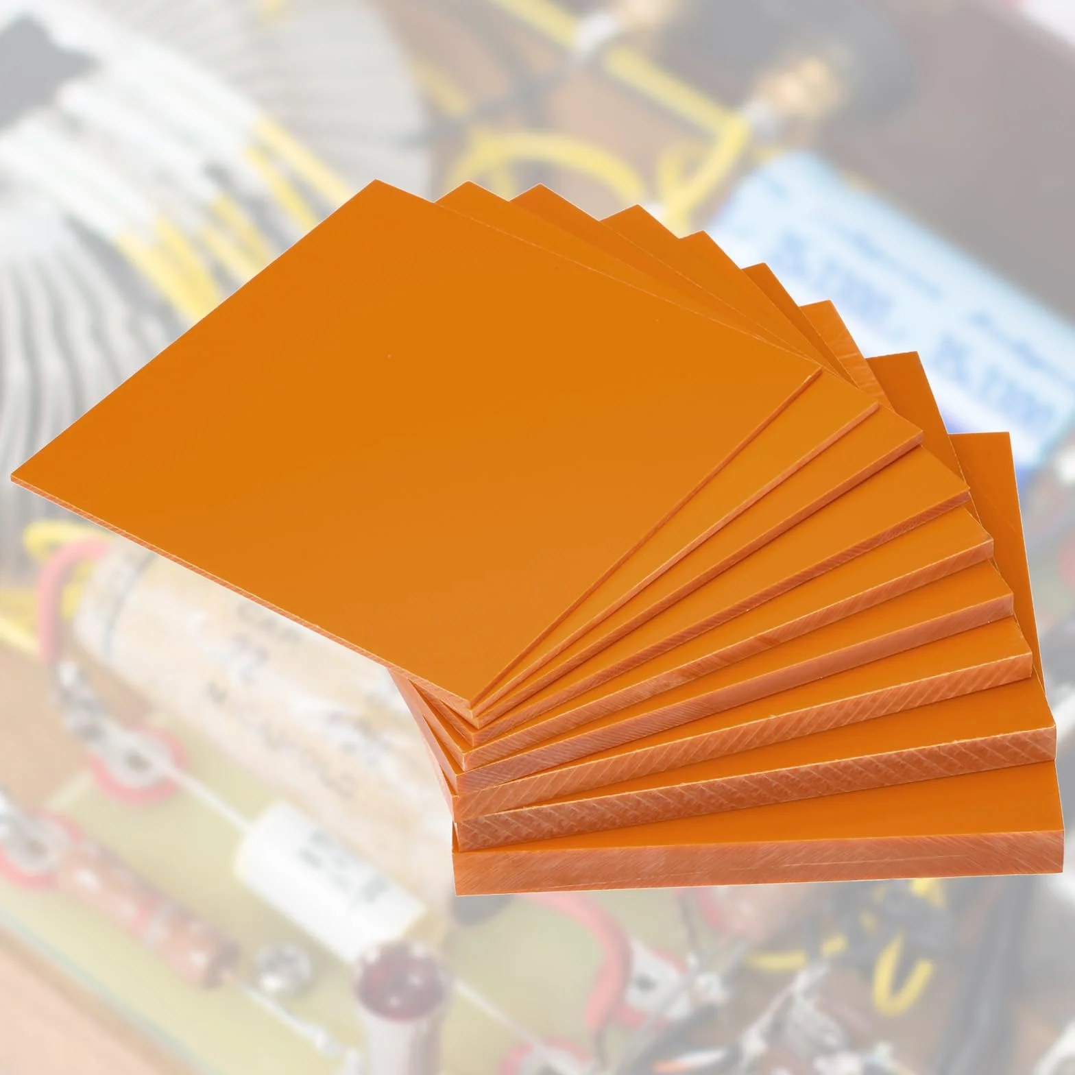 PATIKIL Pannello in plastica fenolica, 200 x 200 x 5 mm, 1 pezzo in resina laminata, per apparecchi elettrici elettronici, fai da te e artigianato, arancione rosso