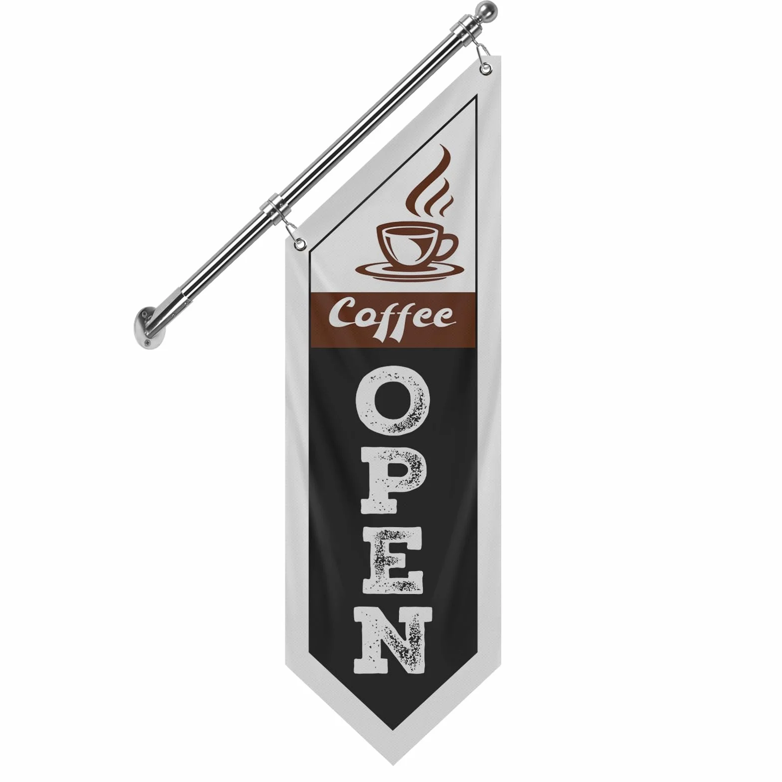 Bandiera da parete in tela di caffè, striscione da appendere su entrambi i lati con asta e staffa in acciaio inox, cartello resistente alle intemperie per bar, caffetterie e venditori ambulanti