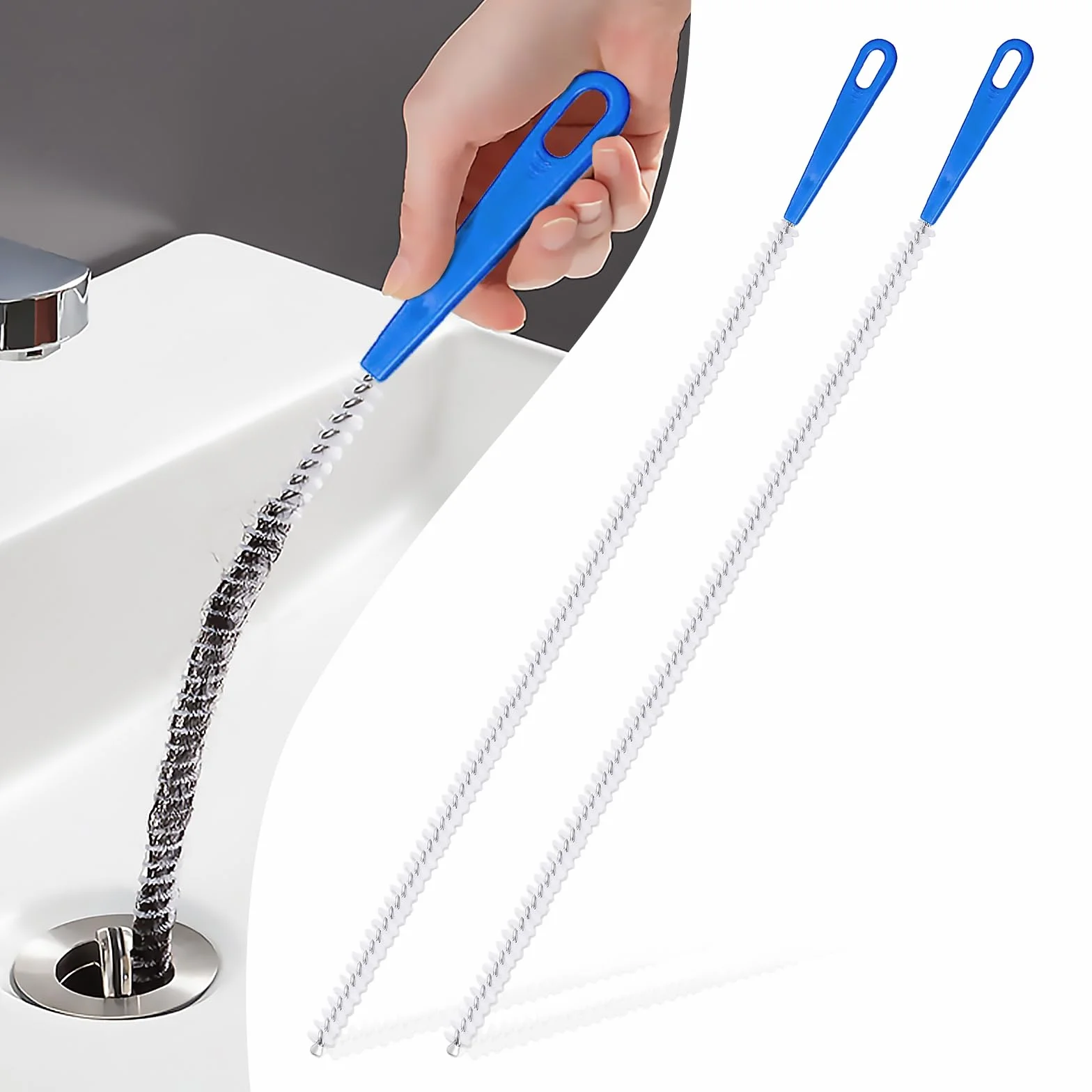 Redamancy 2 Pezzi × 60cm Spazzola per Pulizia Tubature, Stura lavandini e Scarichi Spazzola di pulizia, per la degli scarichi per rimuovere gli intasamenti