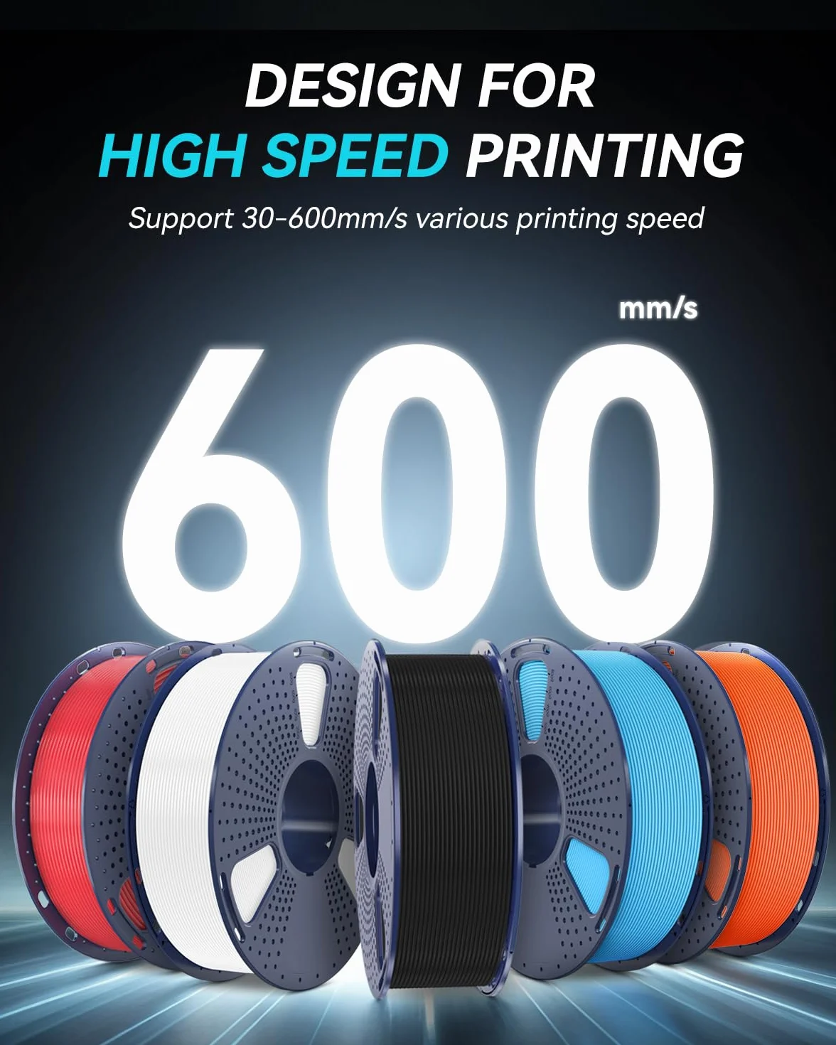 SUNLU Filamento PETG 1.75mm 4kg Nero, 30-600mm/s, 4 Bobine