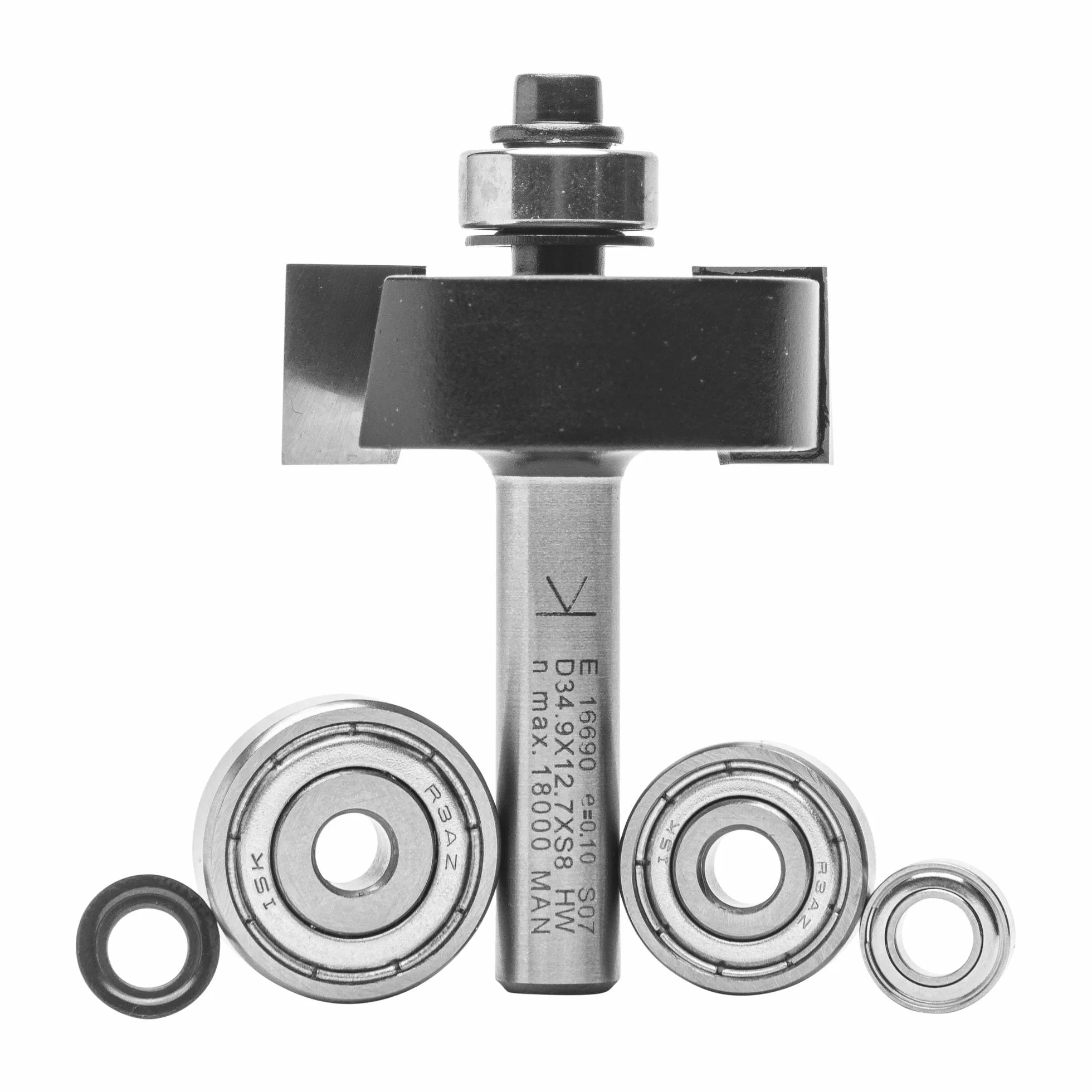 ENT 16690 Set di frese per battute carburo, Gambo (S) 8 mm, diametro (D) 34,9 mm, NL 12,7 mm, diametro 32 mm, con cuscinetto a sfere