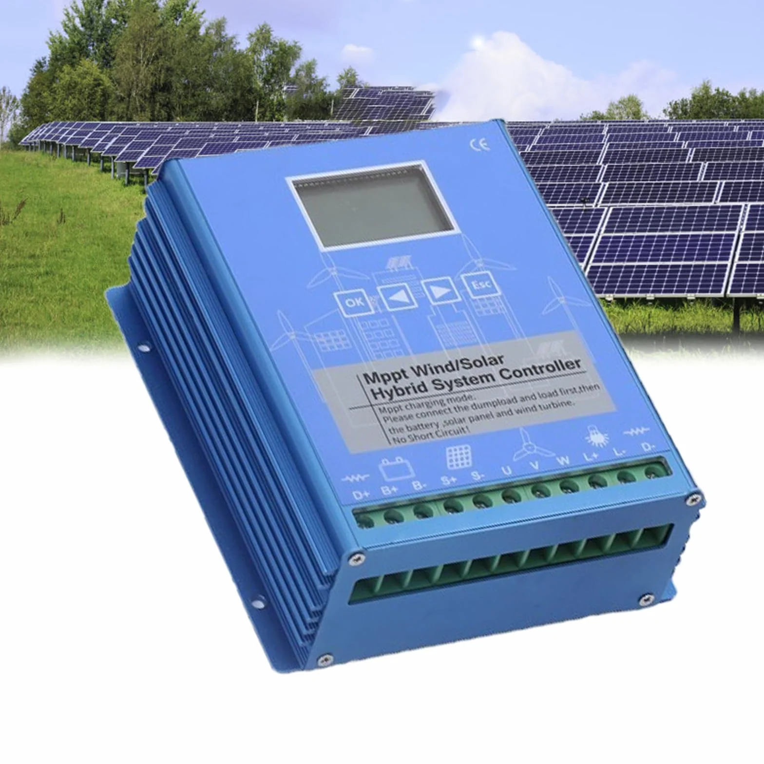 Wind Solar Hybrid Charge System 12000W, Regolatore di carica per turbina eolica, Regolatore della batteria del pannello solare con schermo LCD, Molteplici modalità di controllo del carico,