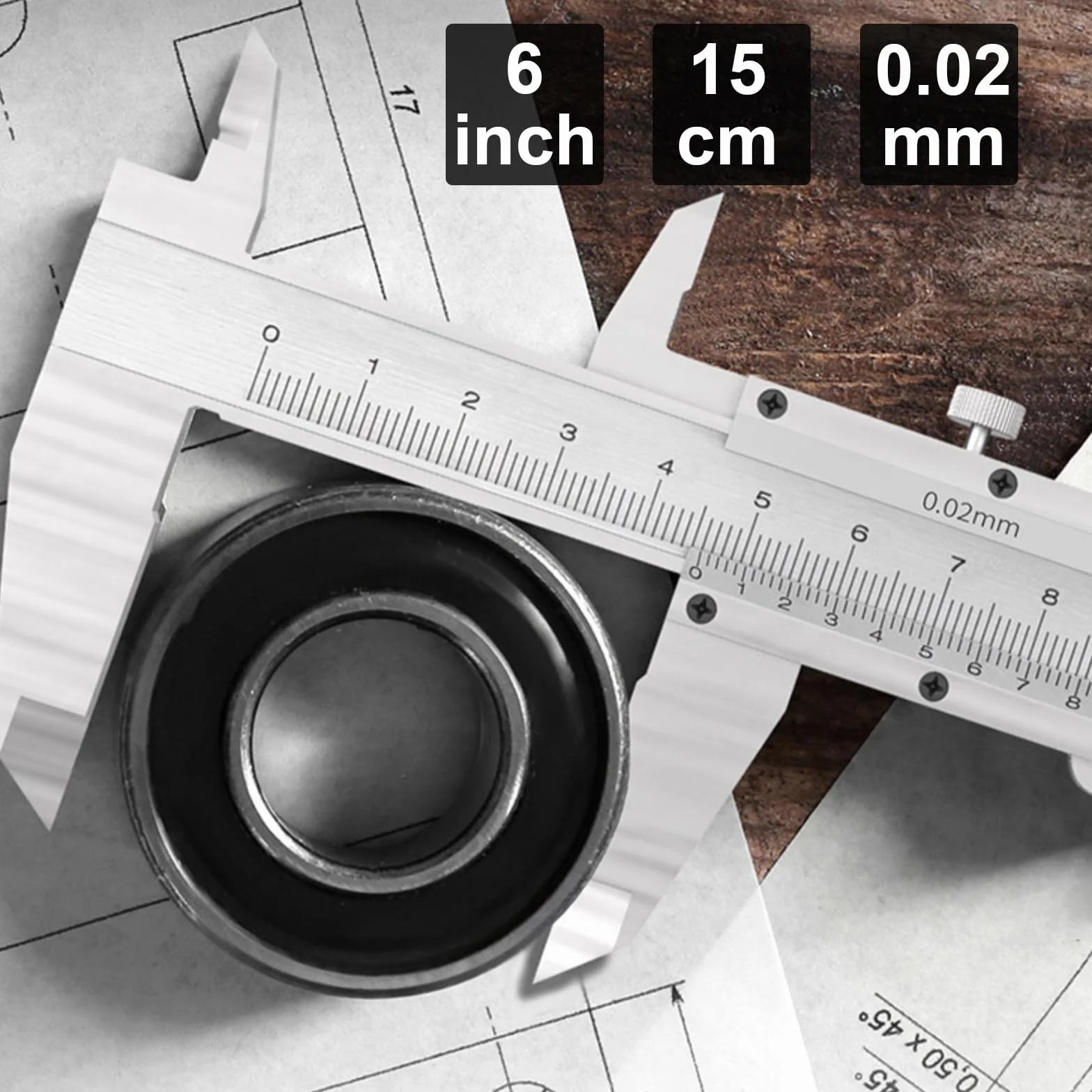 Calibro a Corsoio, 150mm Calibro in Acciaio Inox, Calibro Di Precisione Strumenti Di Misurazione Calibro Analogico per Misurzione Esterna Interna Profondità Argento