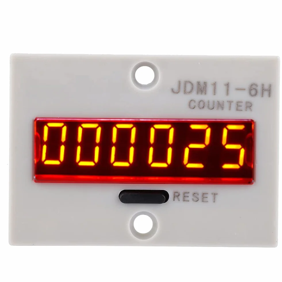 Greensen Contatore Digitale Elettronico a 6 Cifre, Relè Contaimpulsi JDM11 6H, Alimentazione AC/DC 24V, Display LED