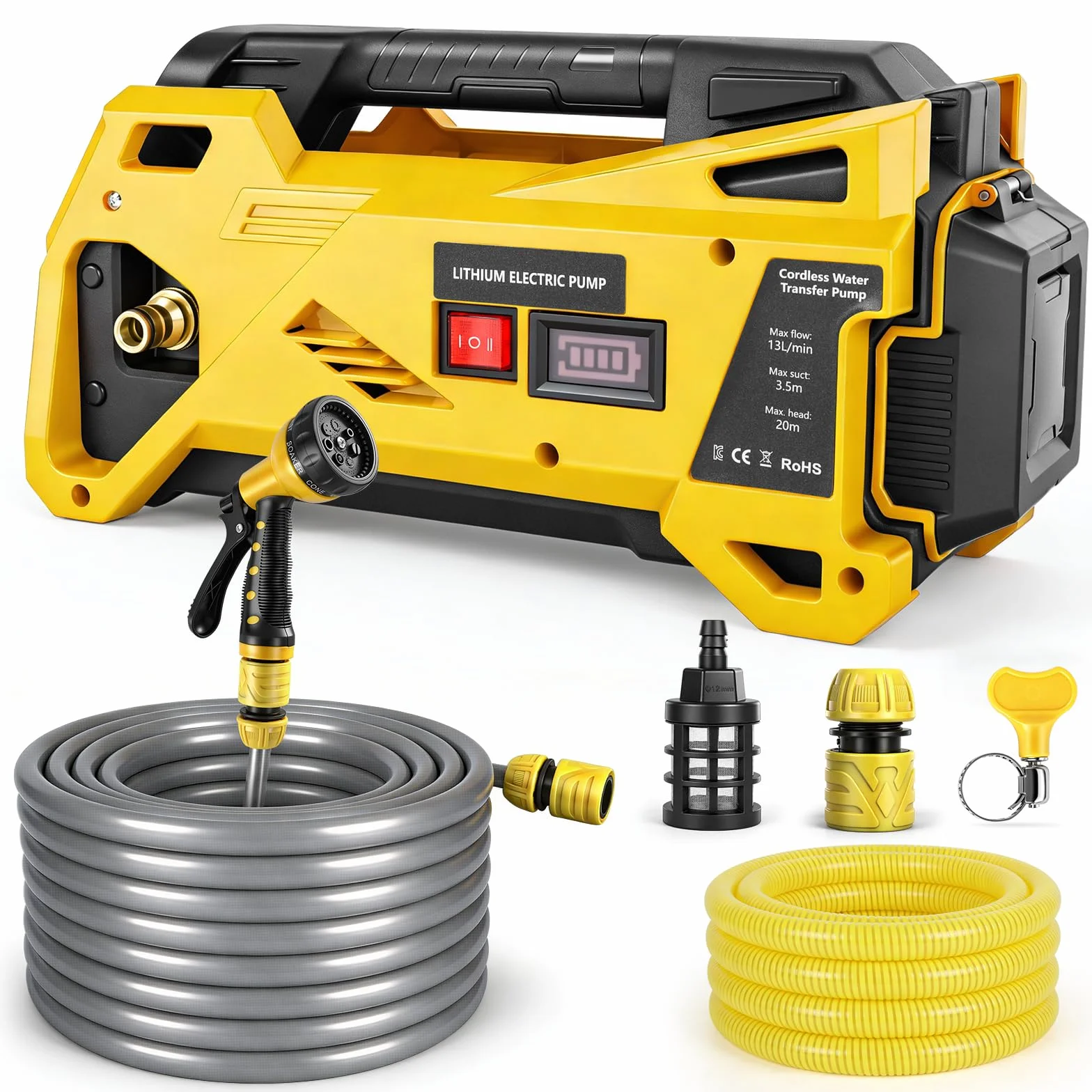 Pompa dell'acqua compatibile con batteria DeWalt da 20 V, senza fili, pompa elettrica autoadescante per casa, piscina, camper, giardino, vasca idromassaggio, stagno acquario (senza batteria)