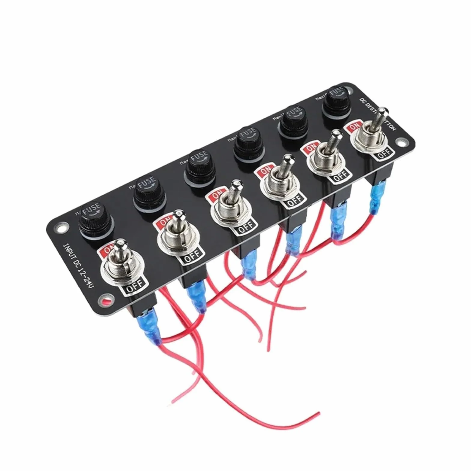 interruttori a levetta Micro, Interruttore a levetta Pannello 3/6 Gang On/off Rocker 10A Fusibile Nero 12V/24V for Auto RV Marine(6 Gang Panel)