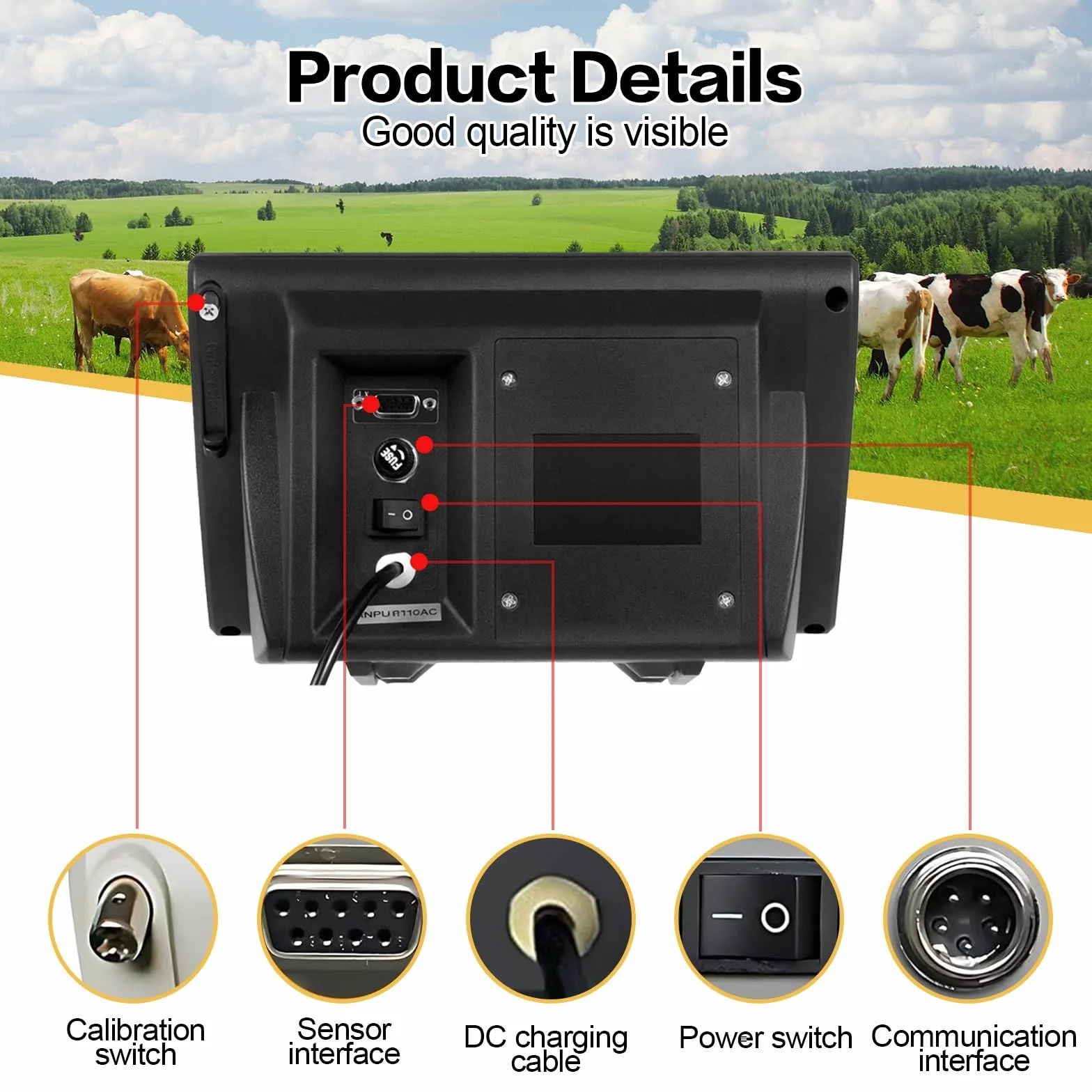 Bilancia Zootecnica Digitale Alta Precisione 11000LBS, 4 Celle di Carico, LED Display, Scatola Impermeabile Acciaio Inox per Bovini Suini Ovini