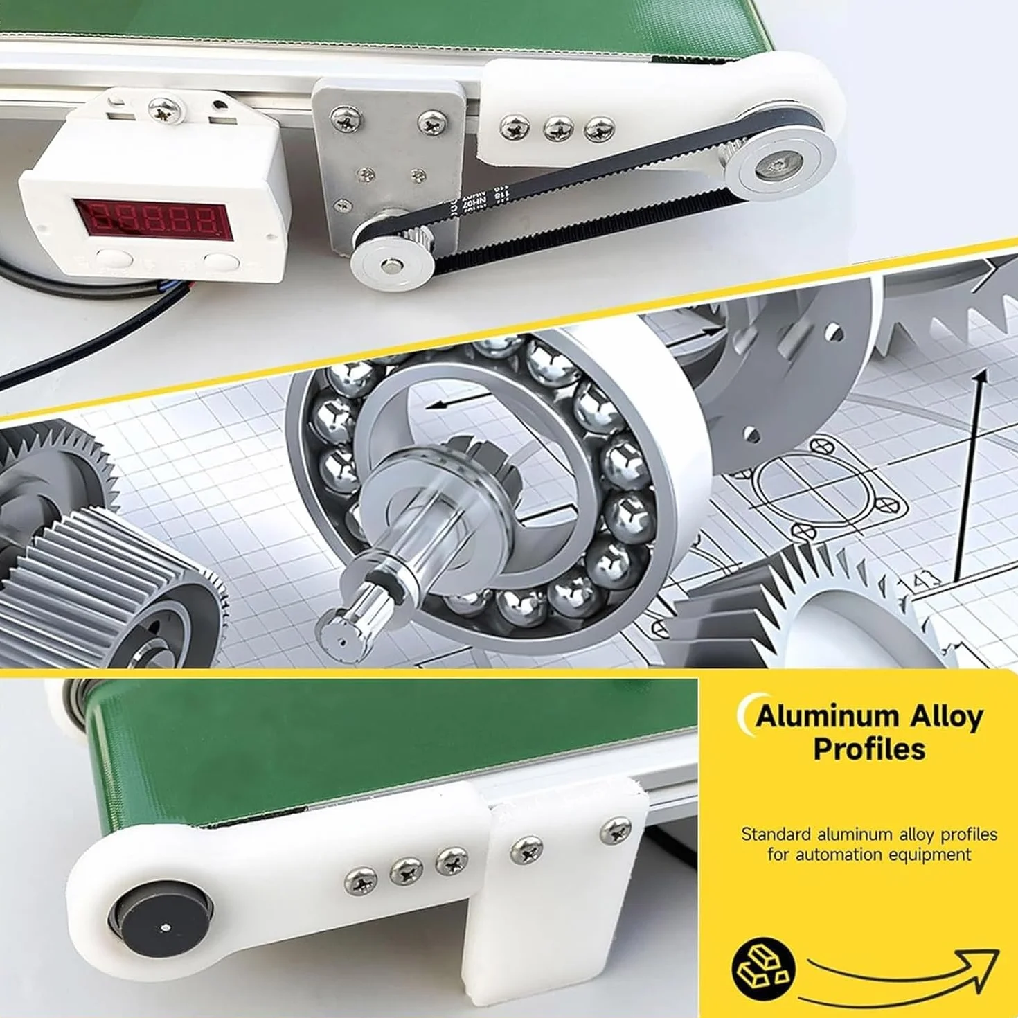 Mini Nastro Trasportatore con Contatore, Nastro Trasportatore per Trasporto Industriale, Nastro Trasportatore Antistatico per L'industria Elettrica Automatica,10 * 70cm