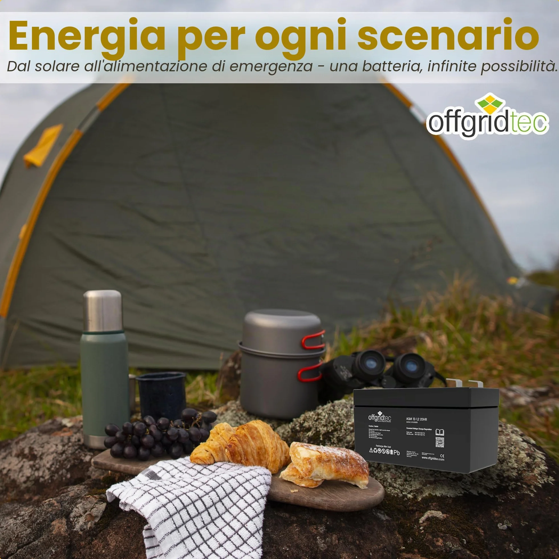 Offgridtec Agm Batteria Solare Estremamente Zyklenfest 1,2 Ah 20 Stuende 12 V, 2 – 01 – 001975