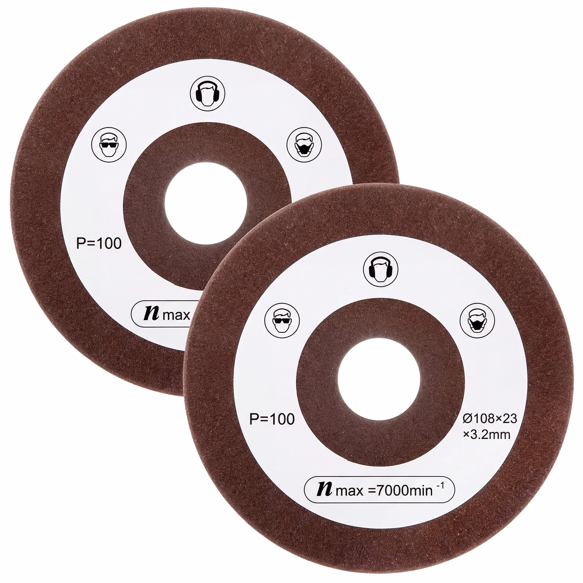 BBTO Mola abrasiva di ricambio in 2 pezzi compatibile con Einhell, diametro 108 mm, attacco 23 mm, grana P100, mola abrasiva per affilatura catene per seghe compatibile con Einhell