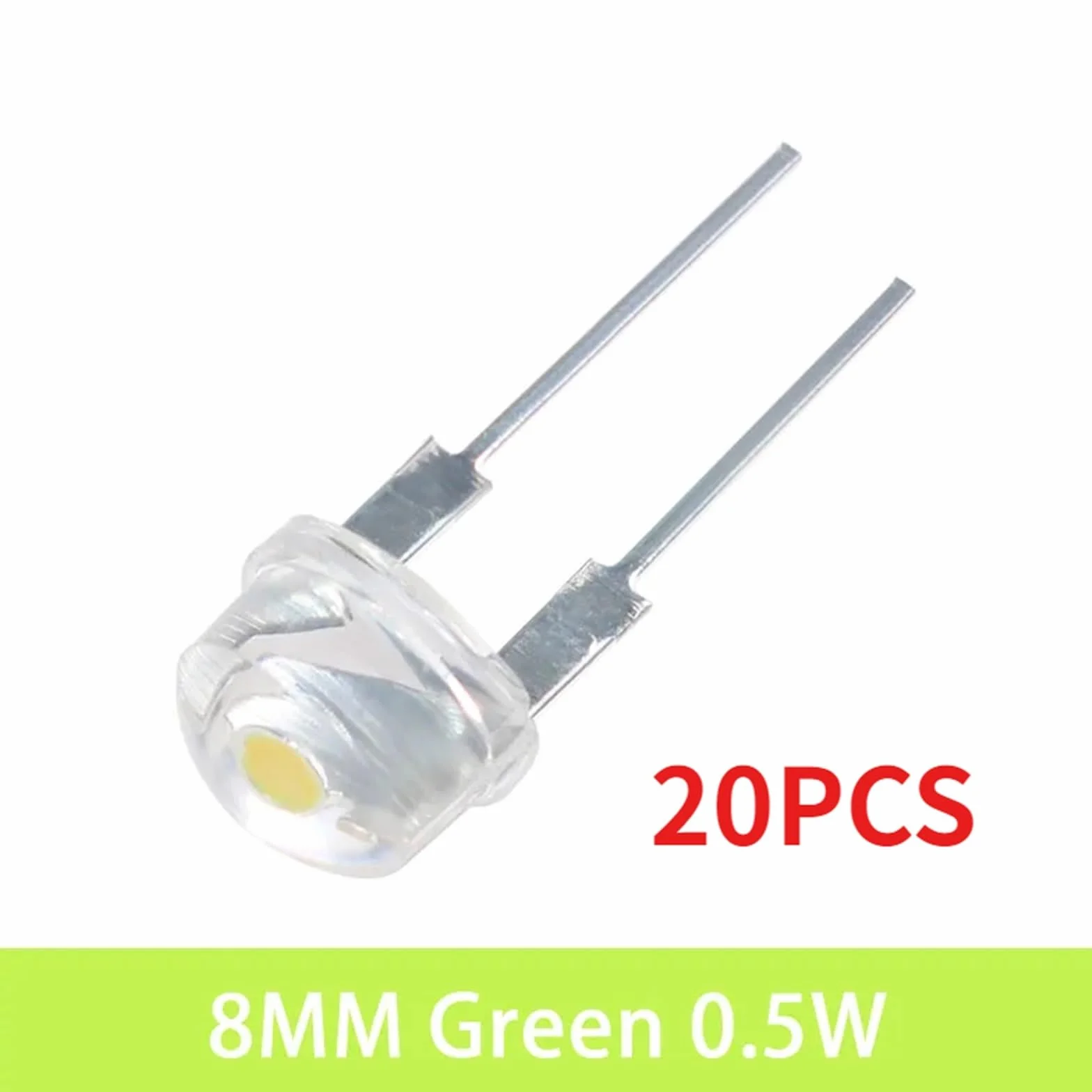 10-50PCS Cappello Di Paglia Led 8mm Blu Verde Rosso Giallo Bianco Bianco Caldo LED Diodo Emettitore Di Luce Super Luminoso F8 0.3W 0.5W 0.75W(20PCS-Green)