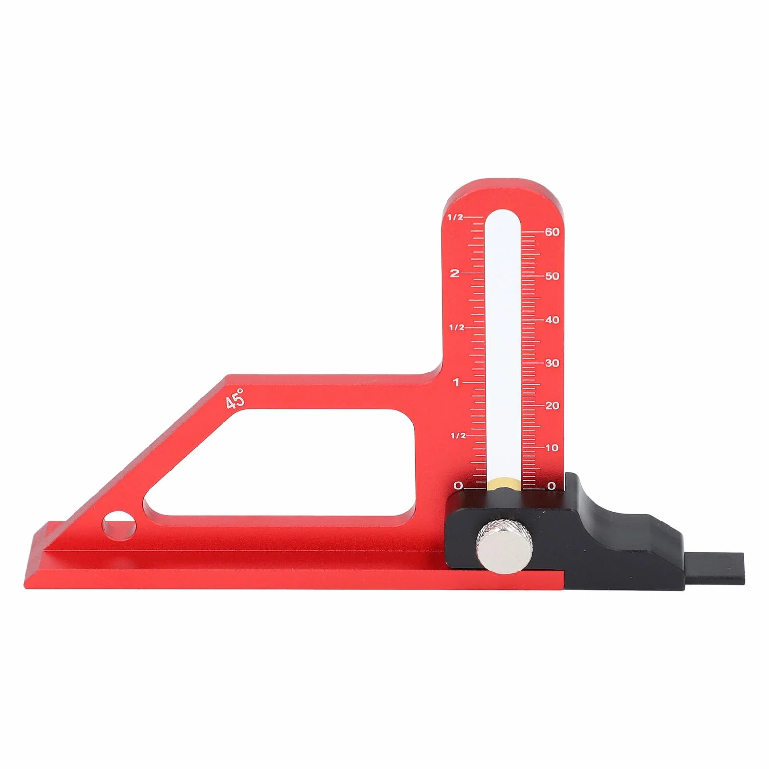 Altimetro per sega da tavolo, profondità 0-60 mm, lega di alluminio, strumento di misura, imperiale metrico a doppia scala, calibro lama angolare 45° per la lavorazione del legno
