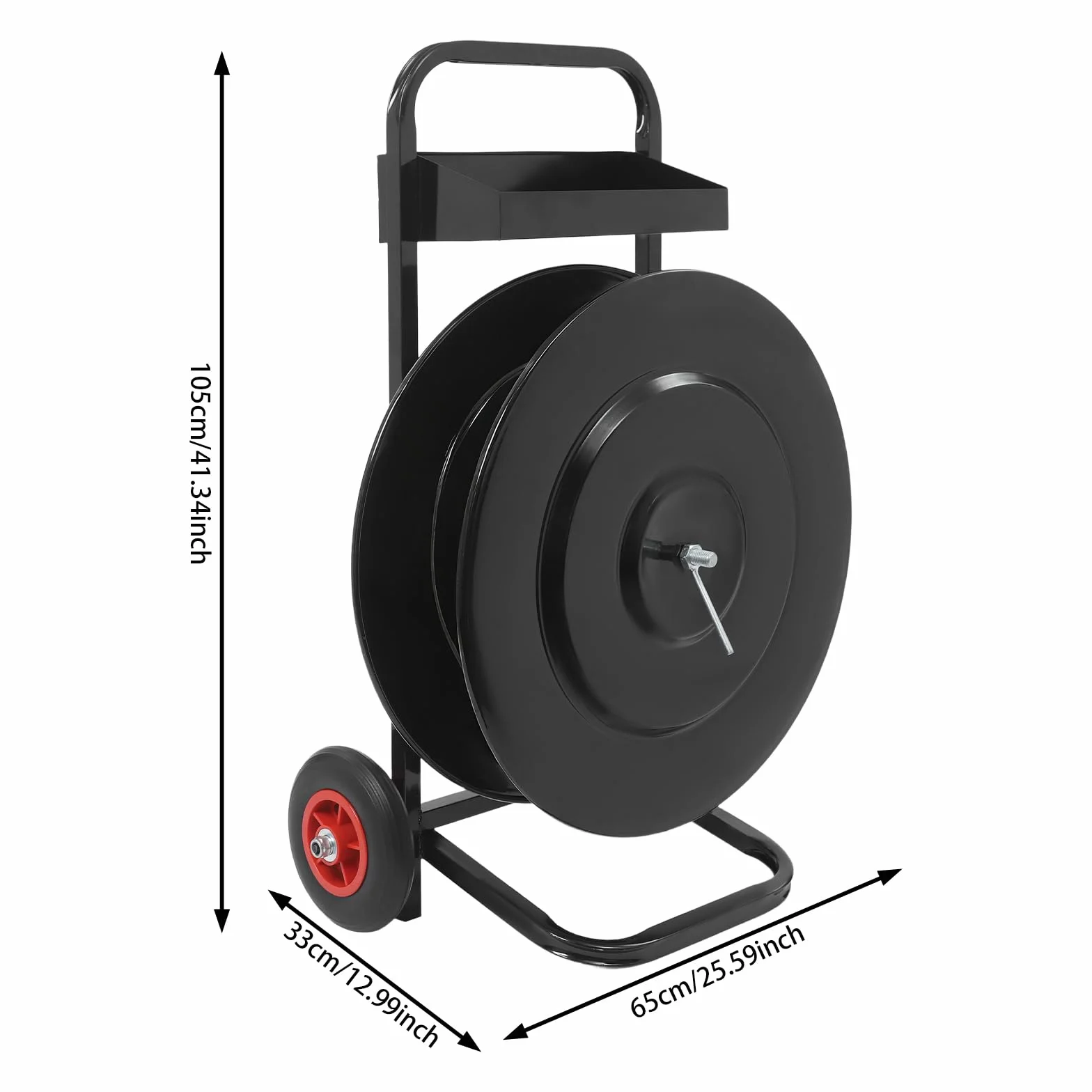 Carrello per reggette pesanti | Dispenser portatile per 80 kg di portata e compatibile con ruote da 200/400 mm | Robusto carrello per reggiatura in magazzino e officina