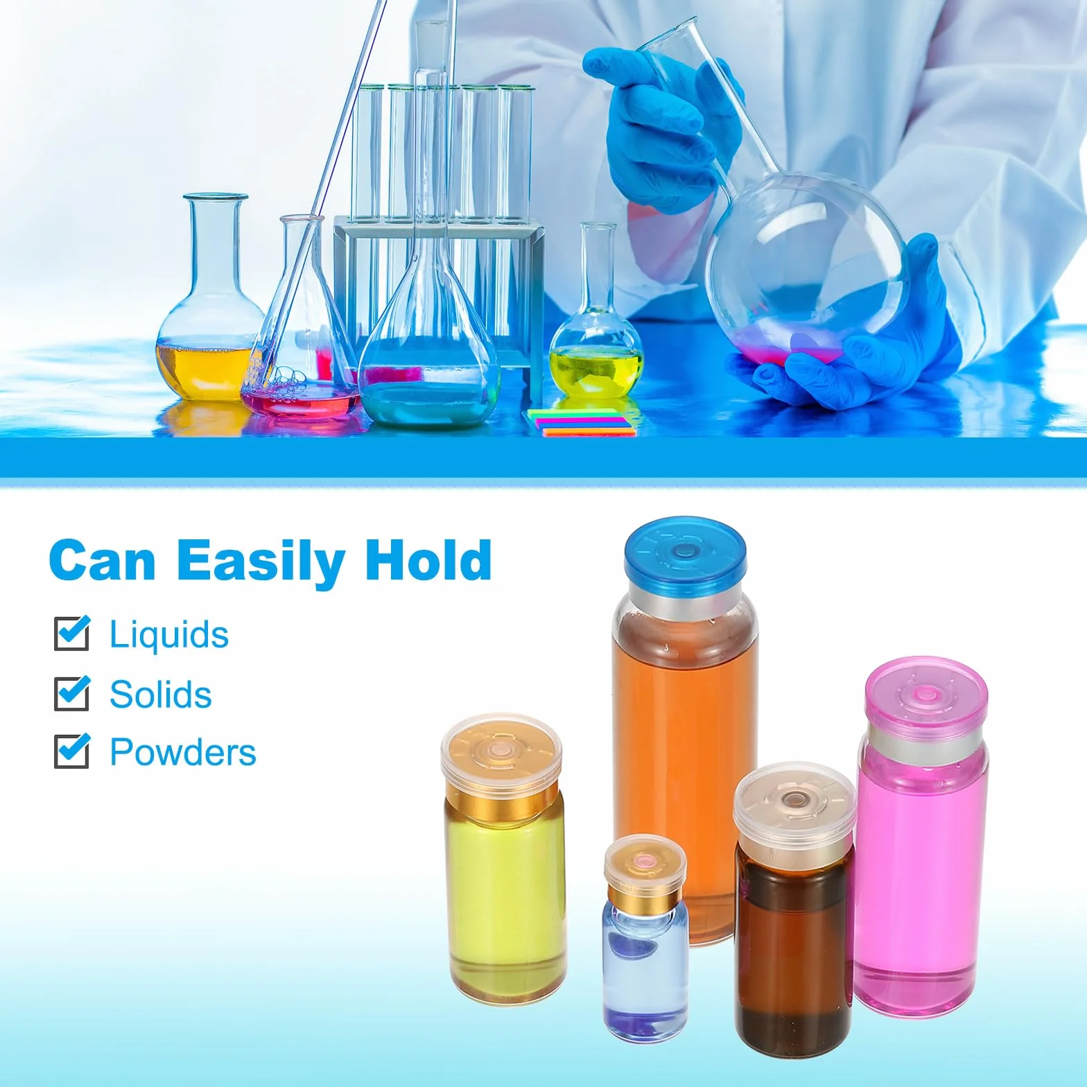 PATIKIL 12pz 7ml Fiale Esemplare in Vetro Borosilicato Ambra con Tappo Plastica Alluminio e Tappo in Gomma per Conservazione Solidi Liquidi Polveri Laboratorio, Tono Oro