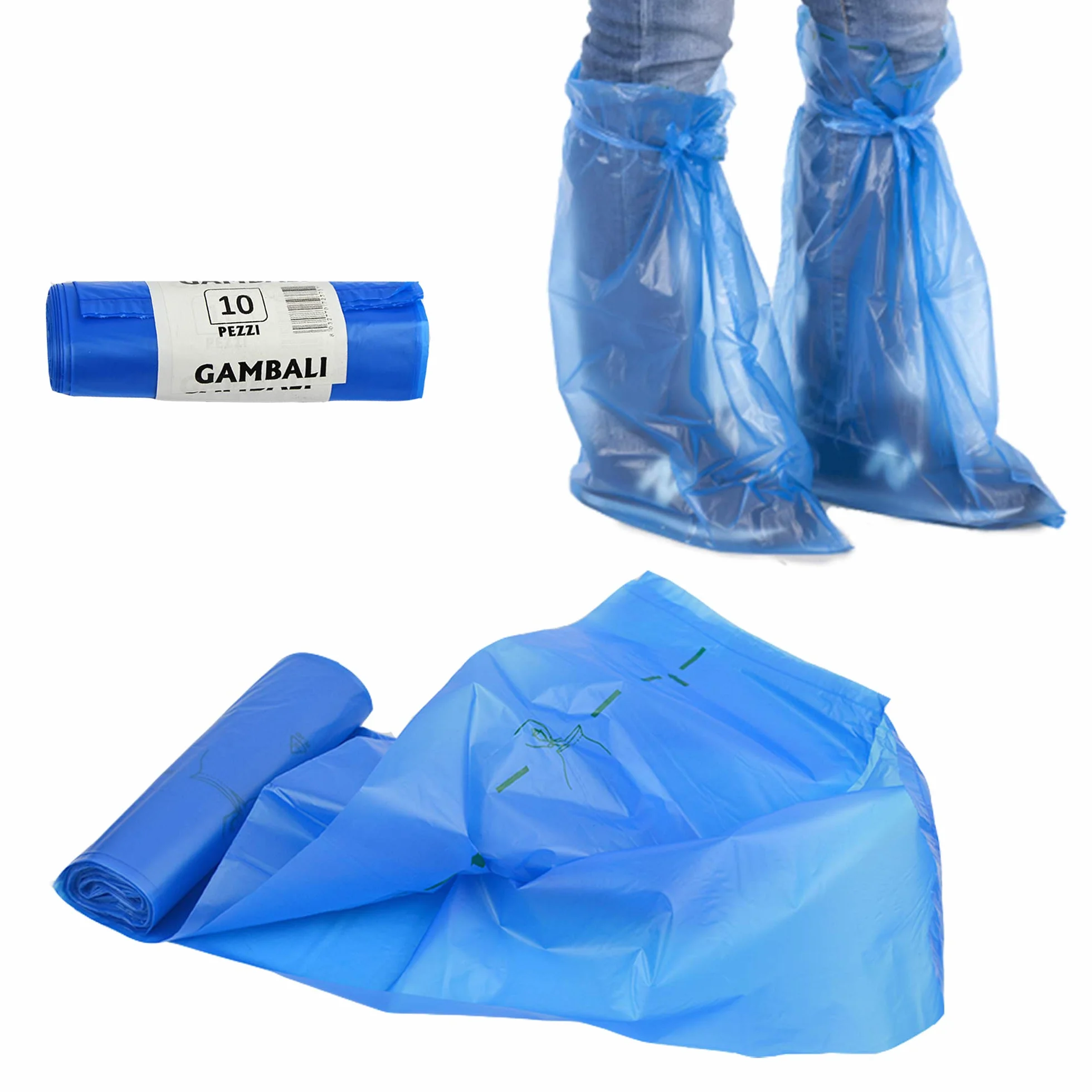 IMBALLAGGI ALIMENTARI PZ 50 Gambali HDPE 41 X 64 + Laccio Colore Azzurro MONOUSO da Utilizzare in Diversi Ambienti