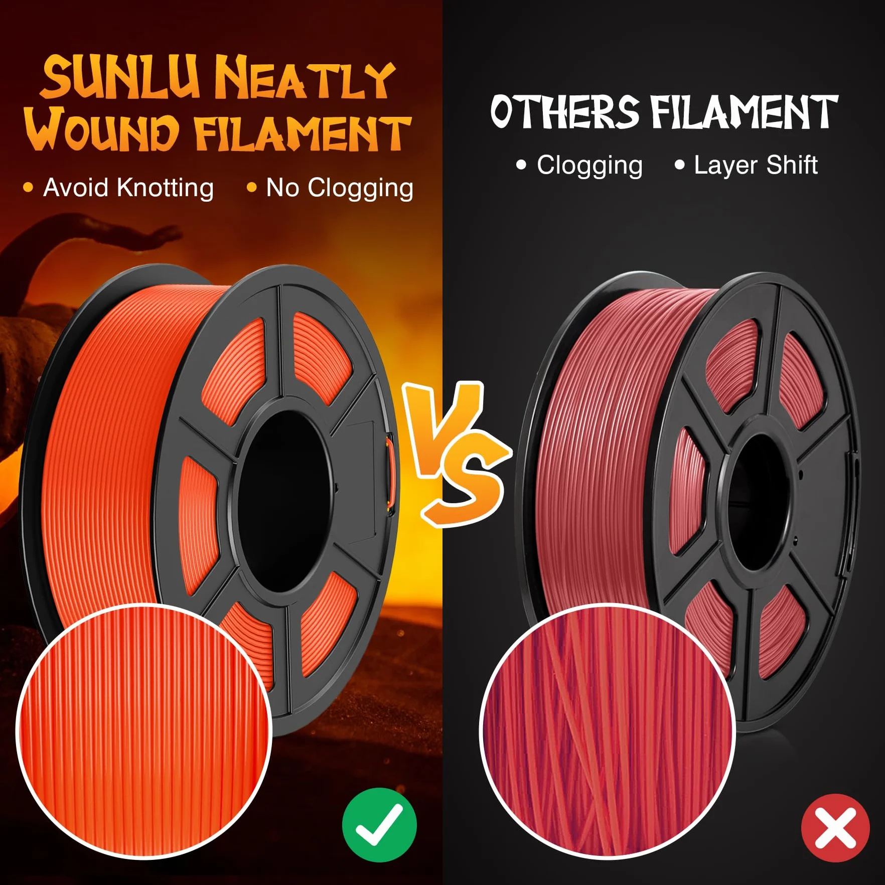 SUNLU Confezione di 4 filamenti fluorescenti per stampante 3D in PLA da 4 kg, 1,75 mm, adatti per la maggior parte delle stampanti 3D FDM, bobina da 1 kg, confezione da 4, fluorescenti (viola