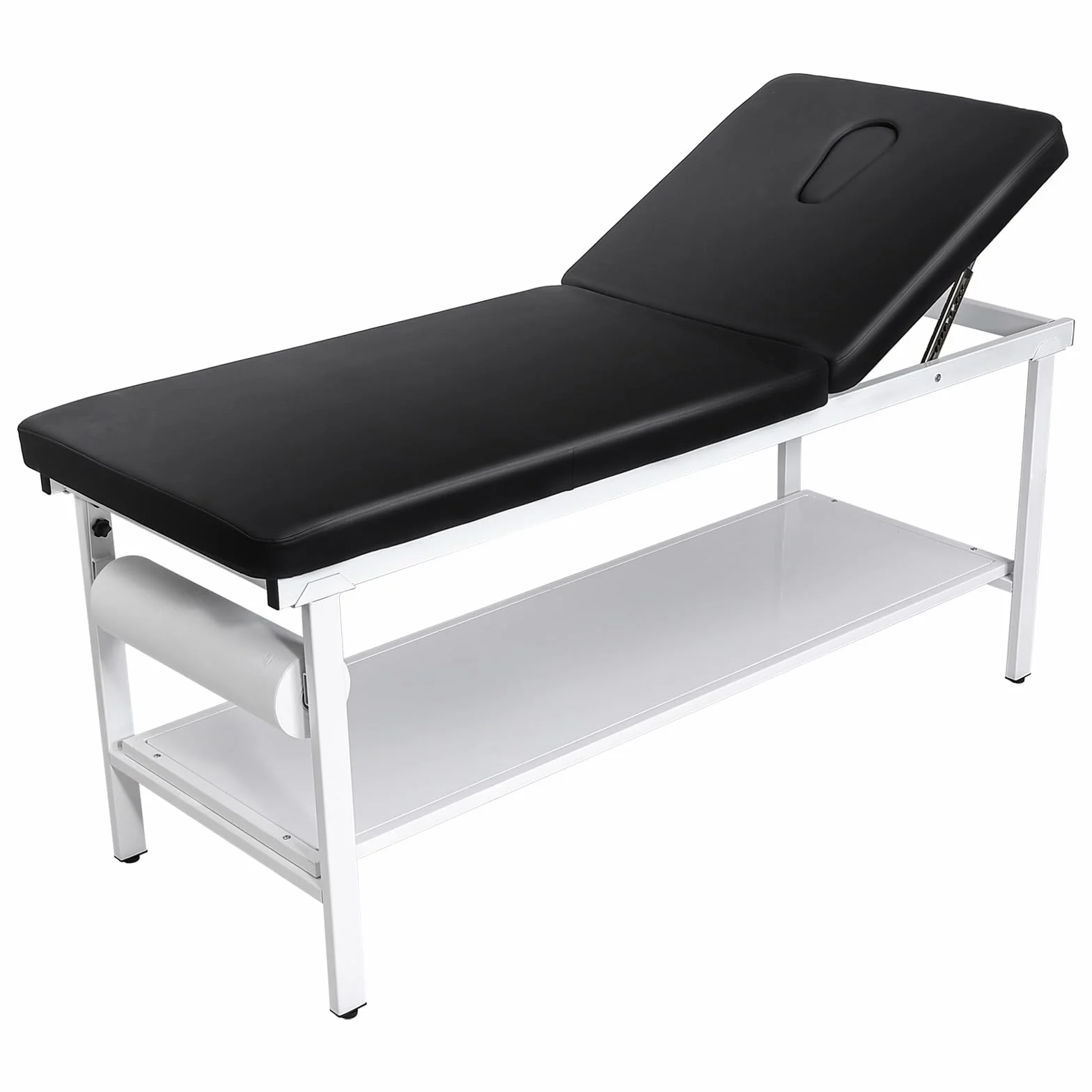 VEVOR Lettino da Massaggio Pieghevole Carico di 227 kg, con Schienale Regolabile, con Ripiano Portaoggetti e Distributore di Rotoli di Carta per Ospedali, Cliniche e Centri di Riabilitazione