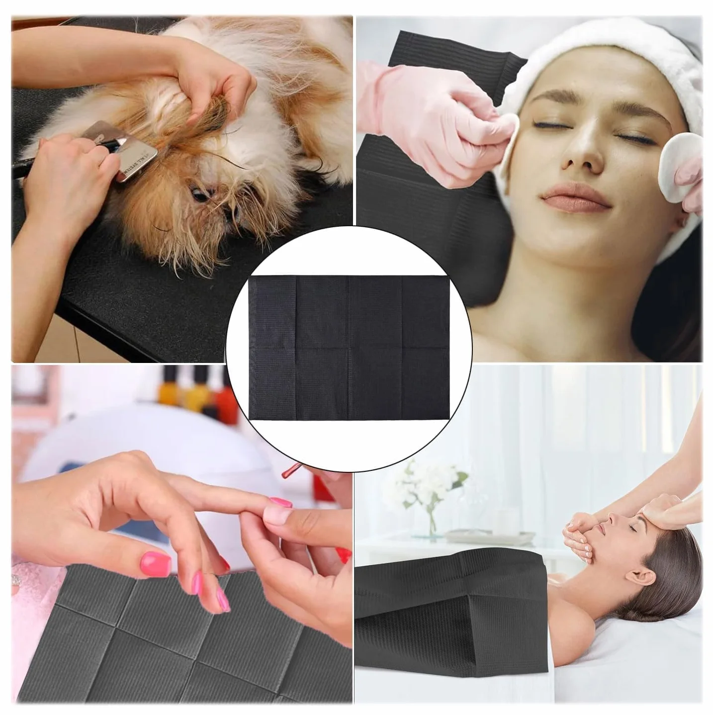 Bavaglini Dentali Monouso 34cm*45cm 50 Pezzi per Tatuaggi, Cliniche, Catering Nero