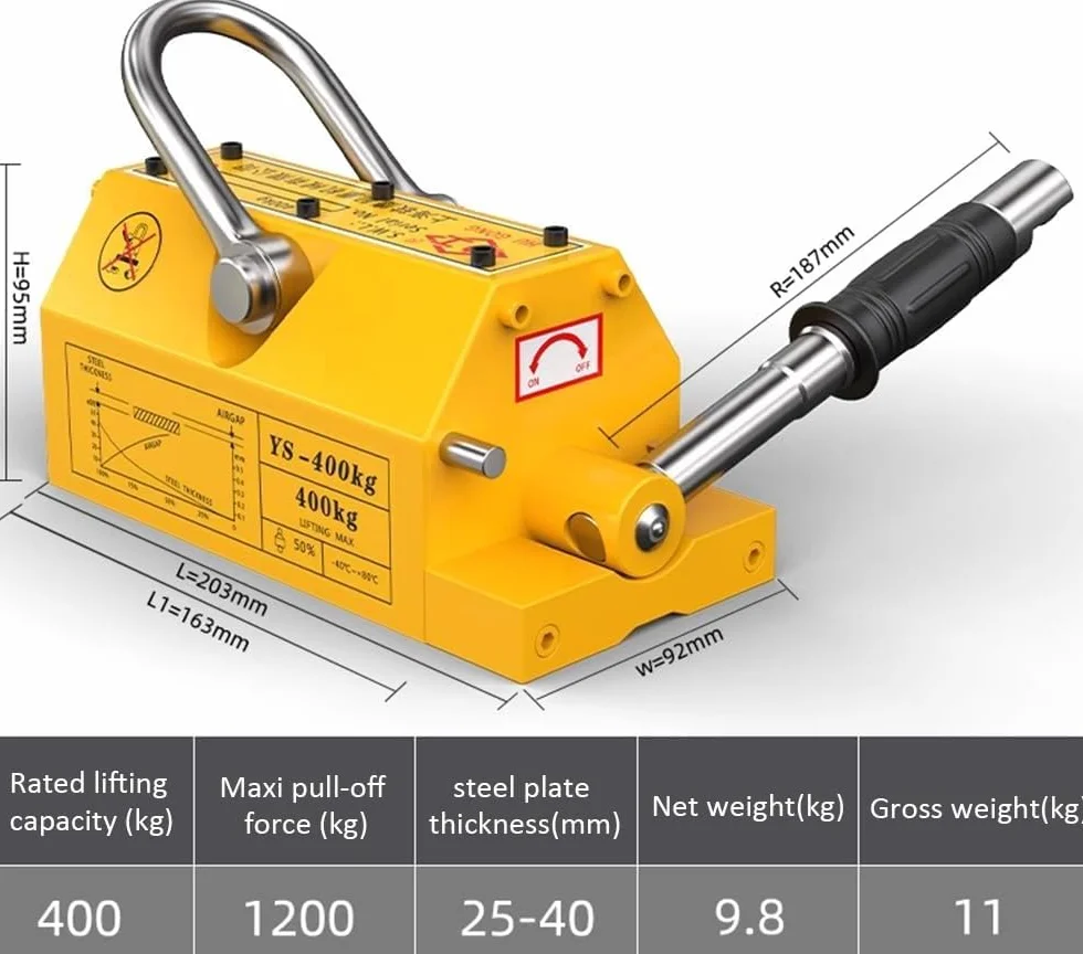 Sollevatore Magnetico per Carichi Pesanti - Magnete di Sollevamento Permanente per Il Sollevamento di Lamiere, Tavole E Carichi in Acciaio - Ideale per Gru da Officina E One Color 100KG
