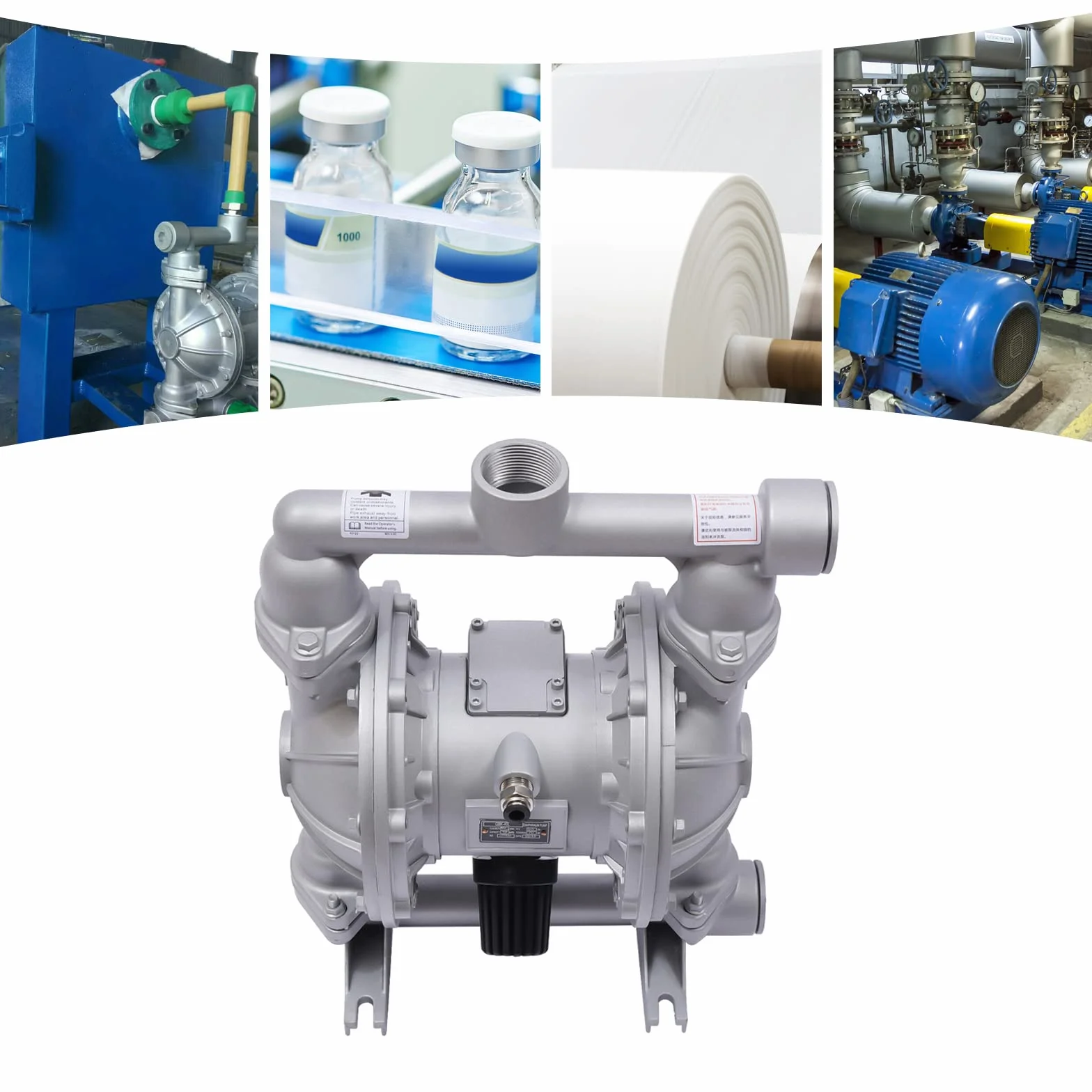 QBK-40L Pneumatico Doppia Membrana Pompa Aria Funzionamento 140L/min 0.69MPa Alluminio Resistente agli Chimici Per Acqua Olio Industria