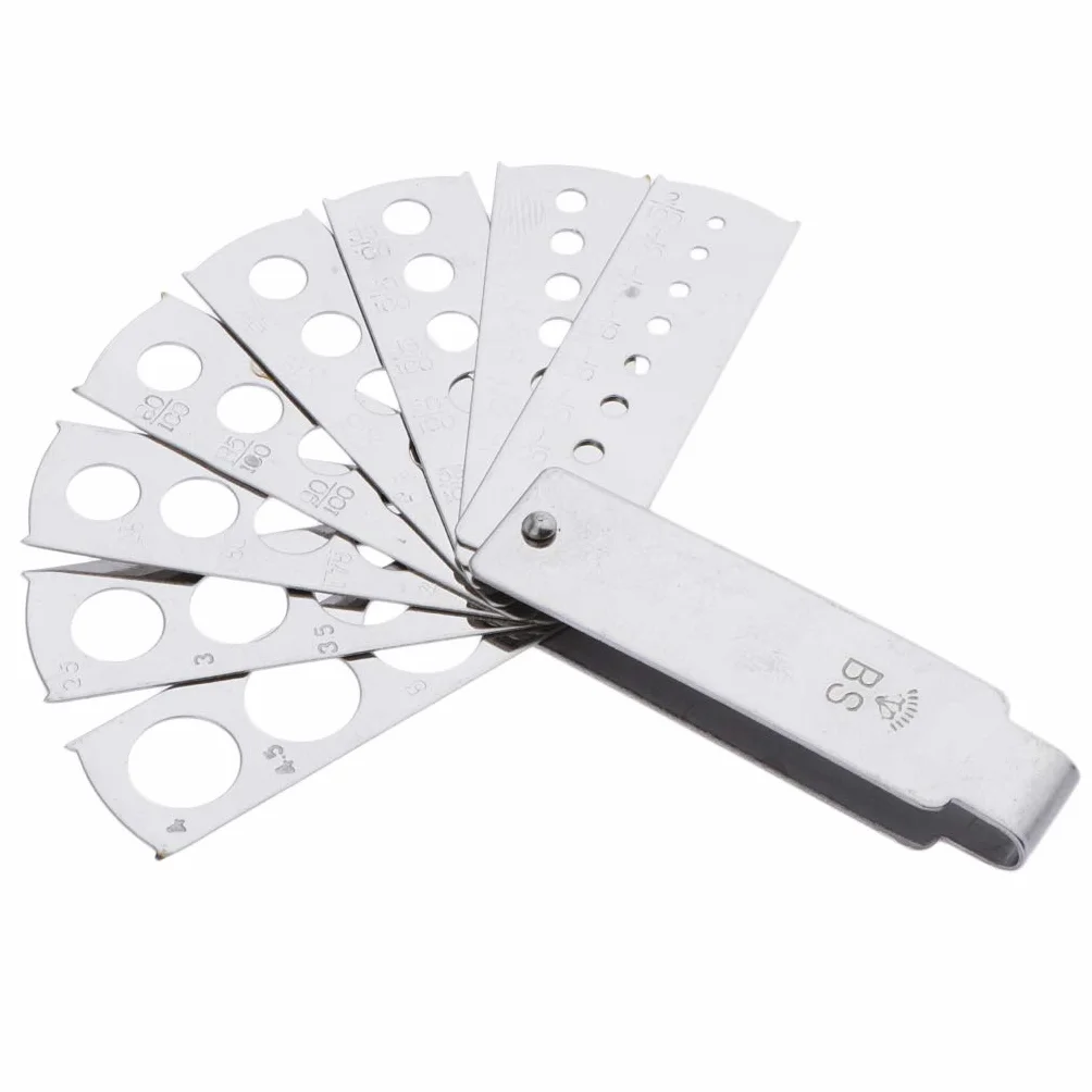 Dailymall Calibro di Misurazione per Pietre Preziose Diamantate con Calibro A Forma di Ventaglio in Alluminio - Argento, 8 Pezzi di Fan