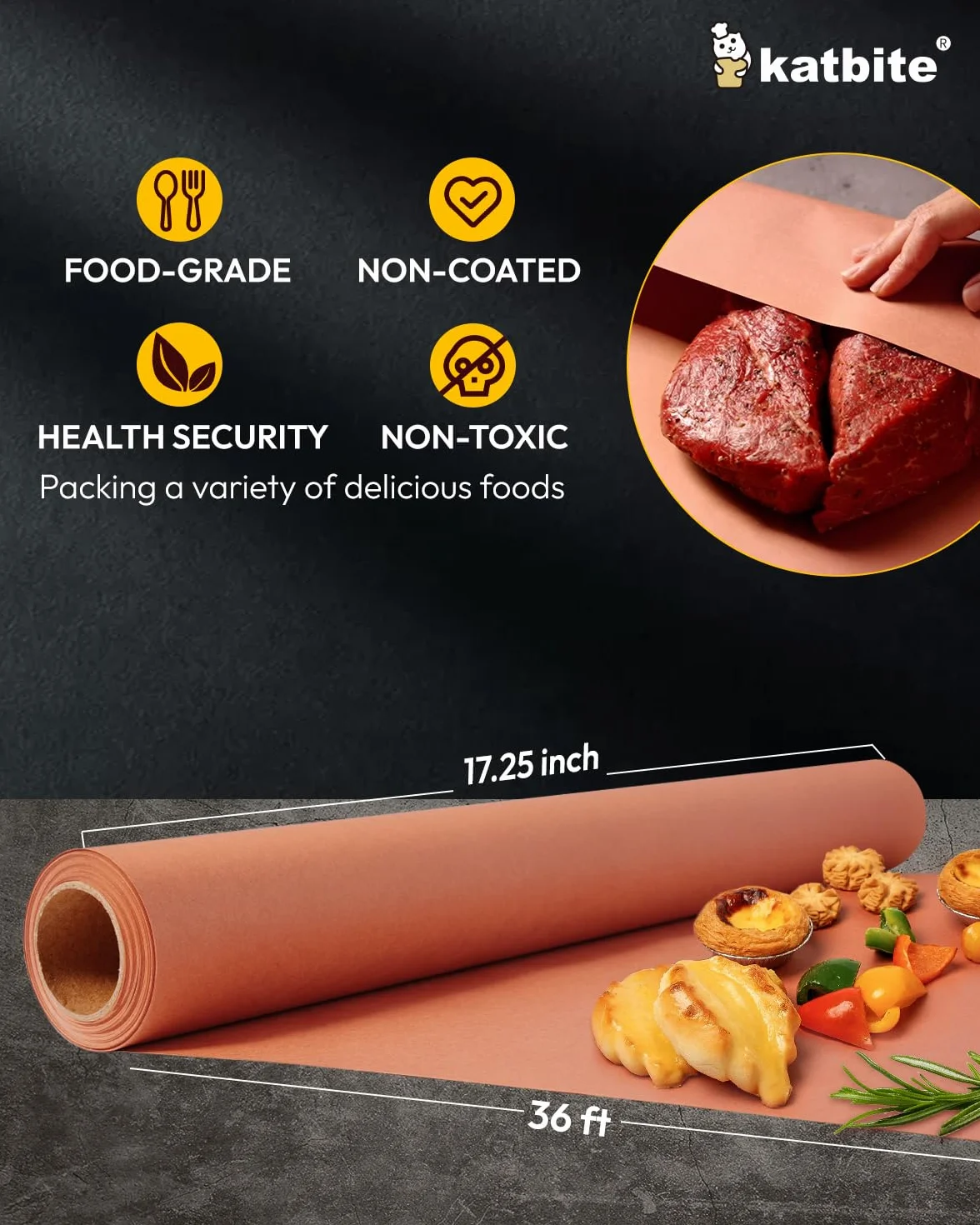 Katbite Carta da macellaio 17,7 pollici di larghezza x 40 piedi di lunghezza