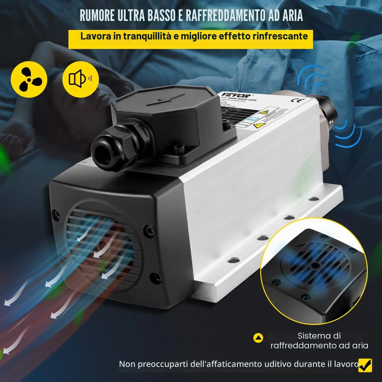 VEVOR Motore Mandrino Raffreddato ad Aria 2.2KW ER20 CNC con Kit VFD Inverter
