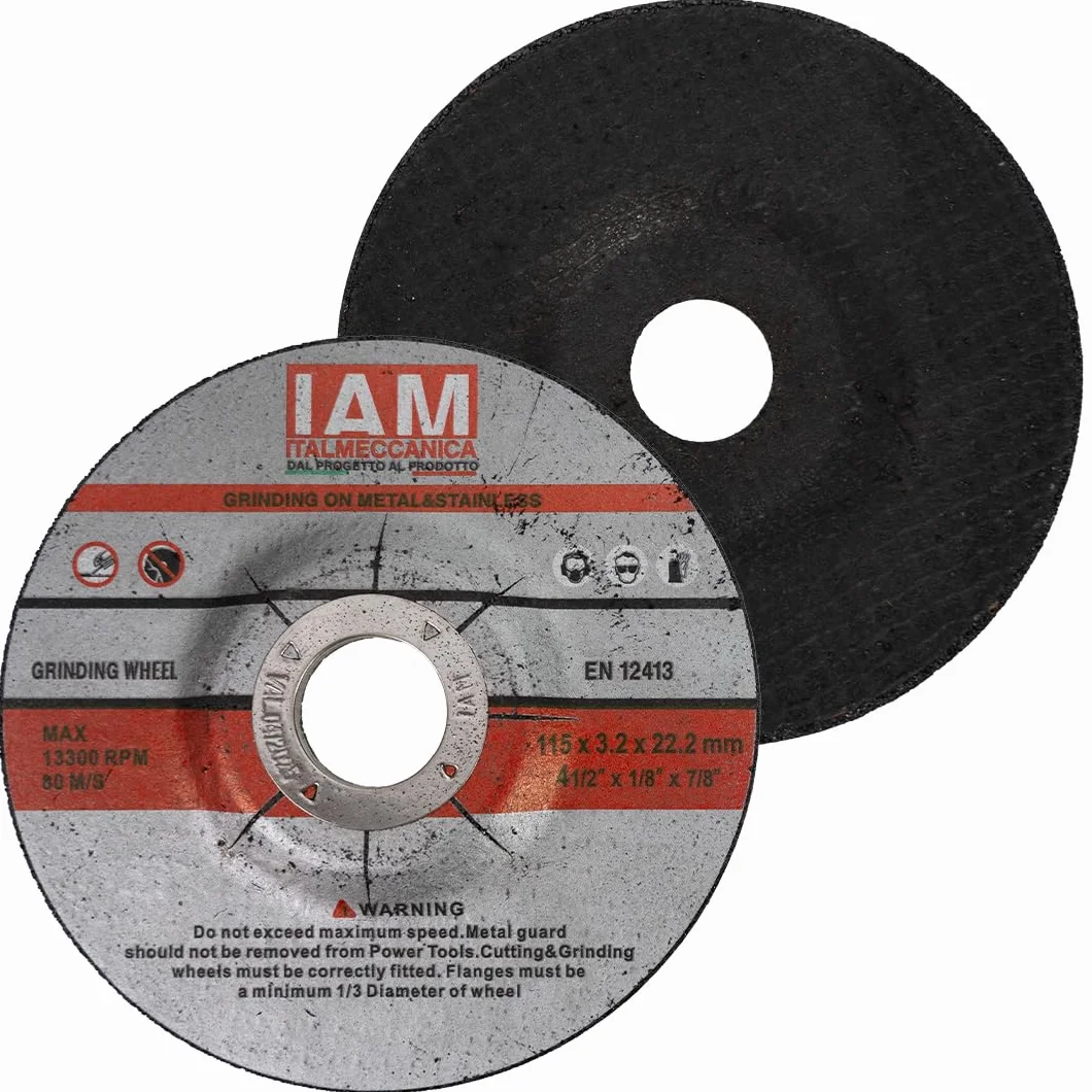 IAM Mola da Sbavo per Smerigliatrice Disco Abrasivo per Levigatura Metallo e Acciaio | Ossido di Alluminio con Rinforzo in Fibra di Vetro Alta Asportazione per Sbavatura e Saldature 115x3,2x22 | 50Pz