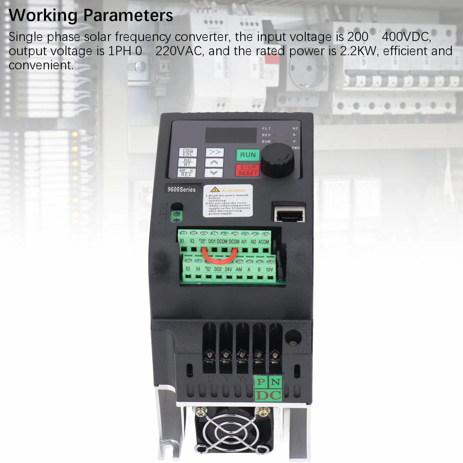 Azionamento a Frequenza Variabile, Ingresso DC200 400V 1PH 0 220VAC Uscita 2.2KW Inverter Solare Monofase Regolatore di velocità Pompa Fotovoltaica con Guscio PC Ignifugo Display Digitale