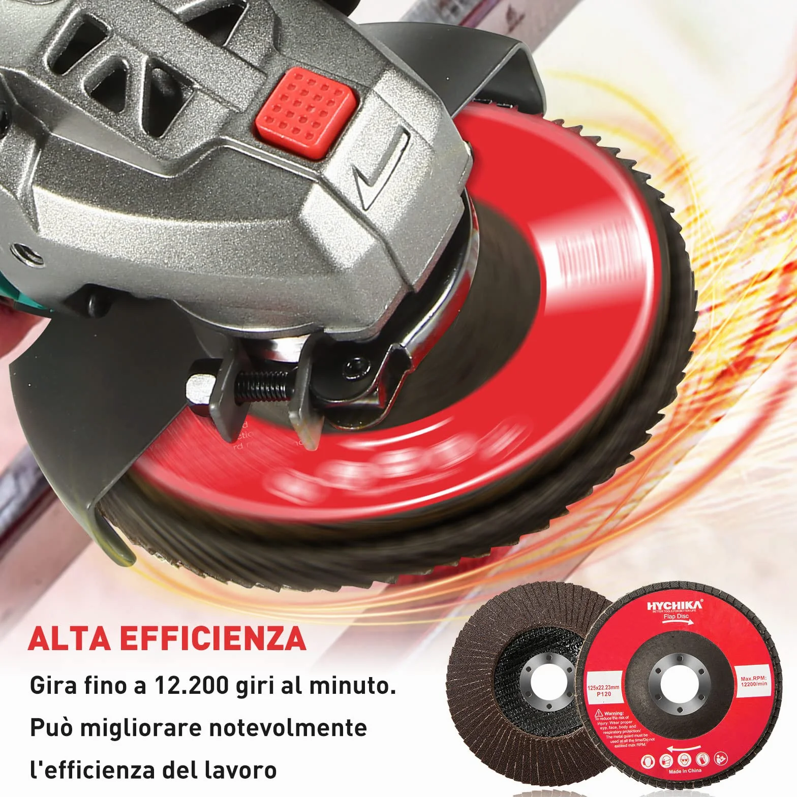 HYCHIKA Disco Lamellare 125mm, 10PC Dischi Lamellari Abrasivi Lamellari, Grana 120, Adatto per Acciaio Inossidabile Metallo e Legno per Smerigliatrice Angolare
