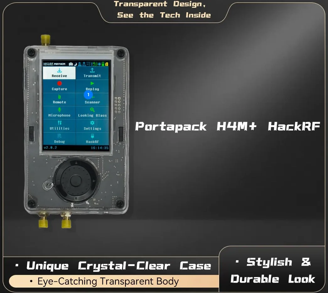 Kit H4M PortaPack H4M + HackRF All-in-one con antenne, TFT da 3,2" 1MHz-6GHz, ricetrasmettitore radio wireless professionale con guscio in ABS, cattura la riproduzione per ricetrasmettitore radio di