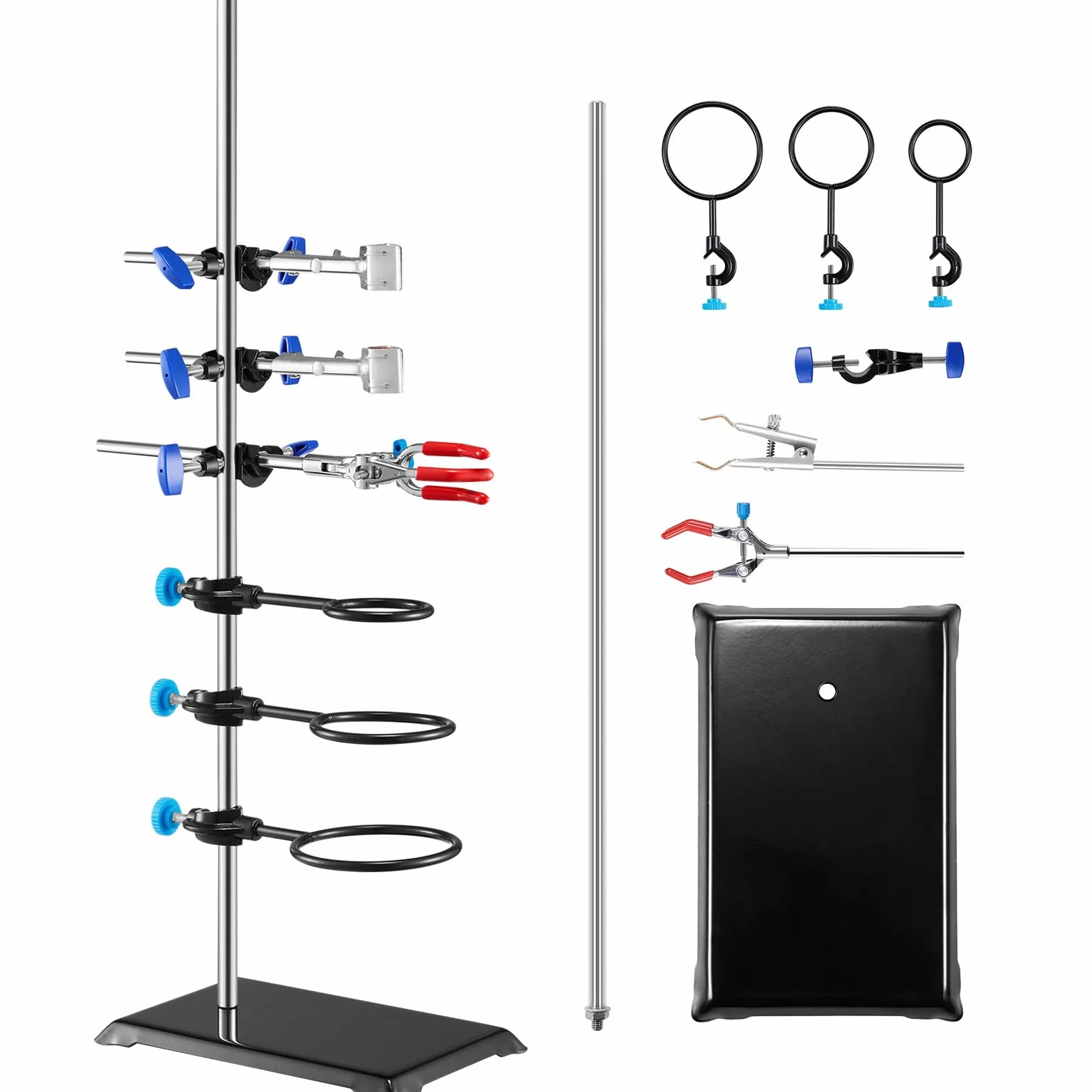 VEVOR Supporto da laboratorio in acciaio 23,6" e base in ghisa 8,3" x 5,3" con morsetti per matracci