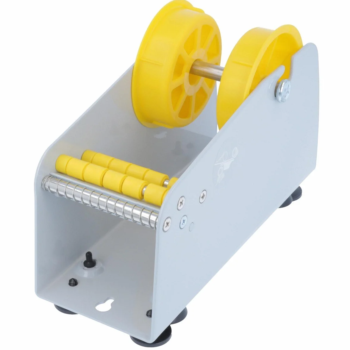 Dispenser di etichette TE-Office in acciaio, per etichette adesive, da tavolo e parete, funzionamento manuale fino a 75 mm