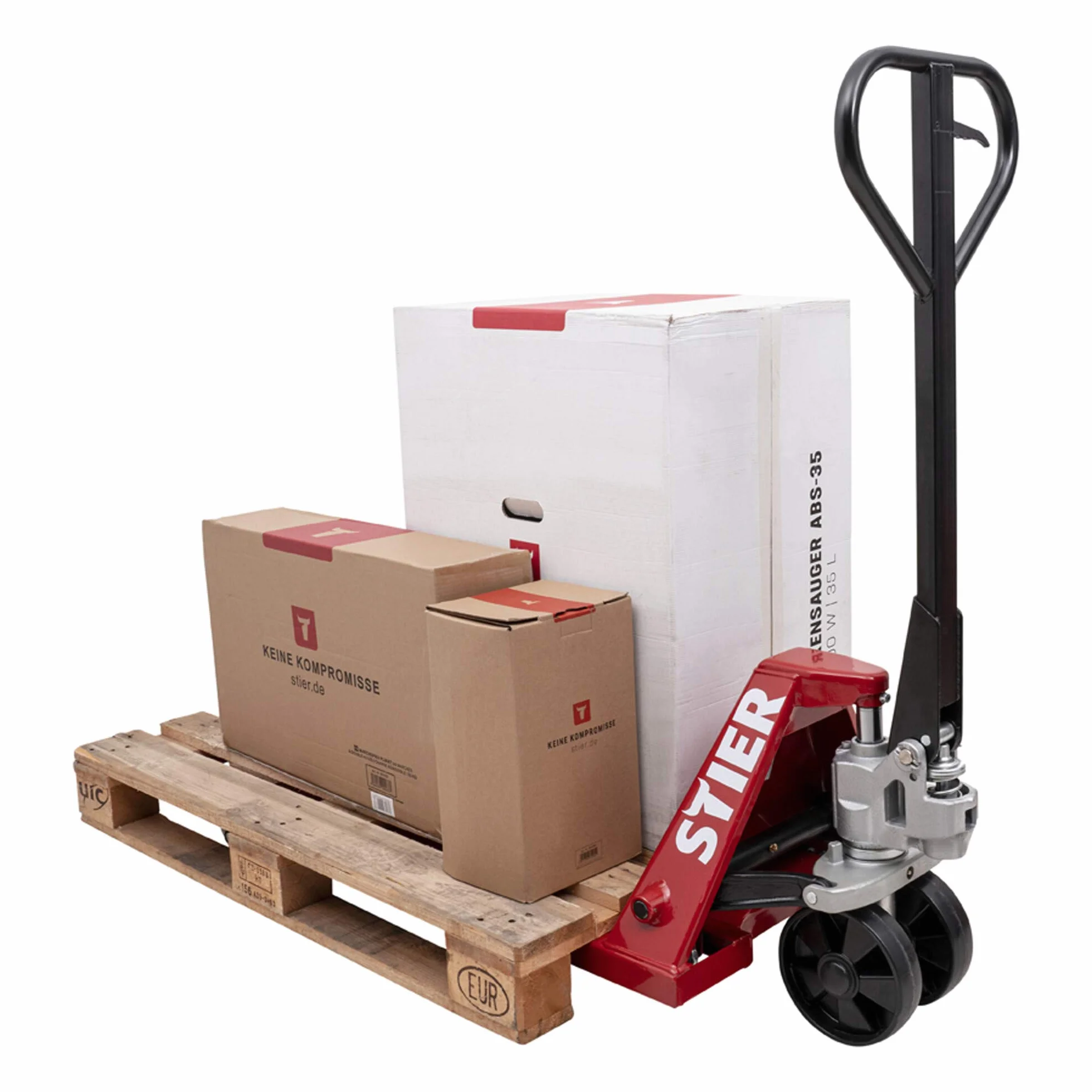 STIER Transpallet, portata 2500 kg, lunghezza delle forche 800 mm, pneumatici in nylon