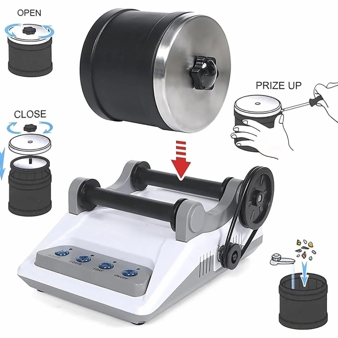 Kit Lucidatrice per Pietre Professionale, Lucidatrice per Pietre, con Timer di Lucidatura A Pulsante da 7 Giorni, per Bambini di Tutte Le età - Kit Lucidatrice per Pietre Completo di,A