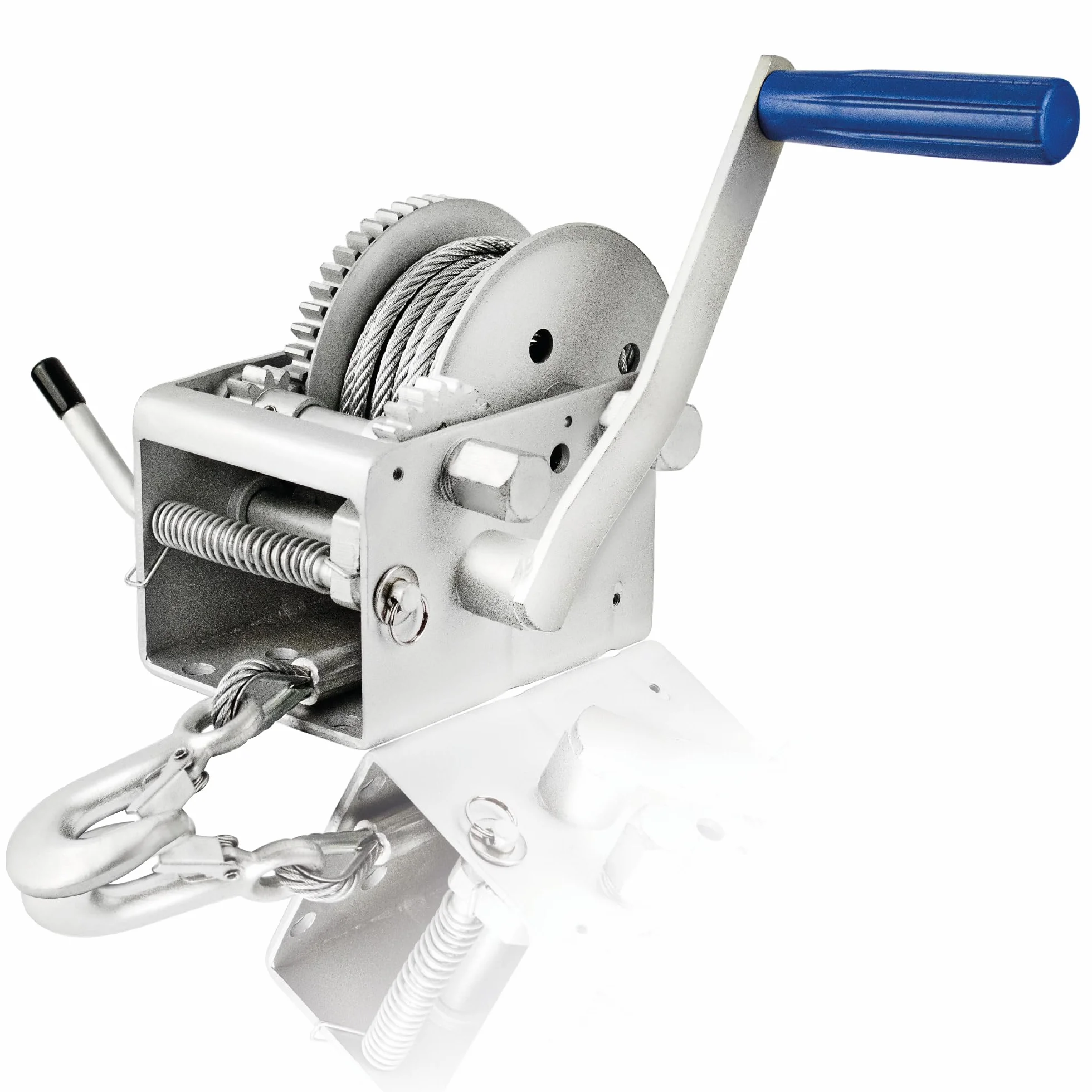 Argano Manuale da 2500 lbs | 1133 kg con Cavo in Acciaio da 10m, Realizzato in Acciaio Inossidabile,Freno a Cricchetto A Semplice Effetto- Verricello Manuale Per Barche,Rimorchi,Industria