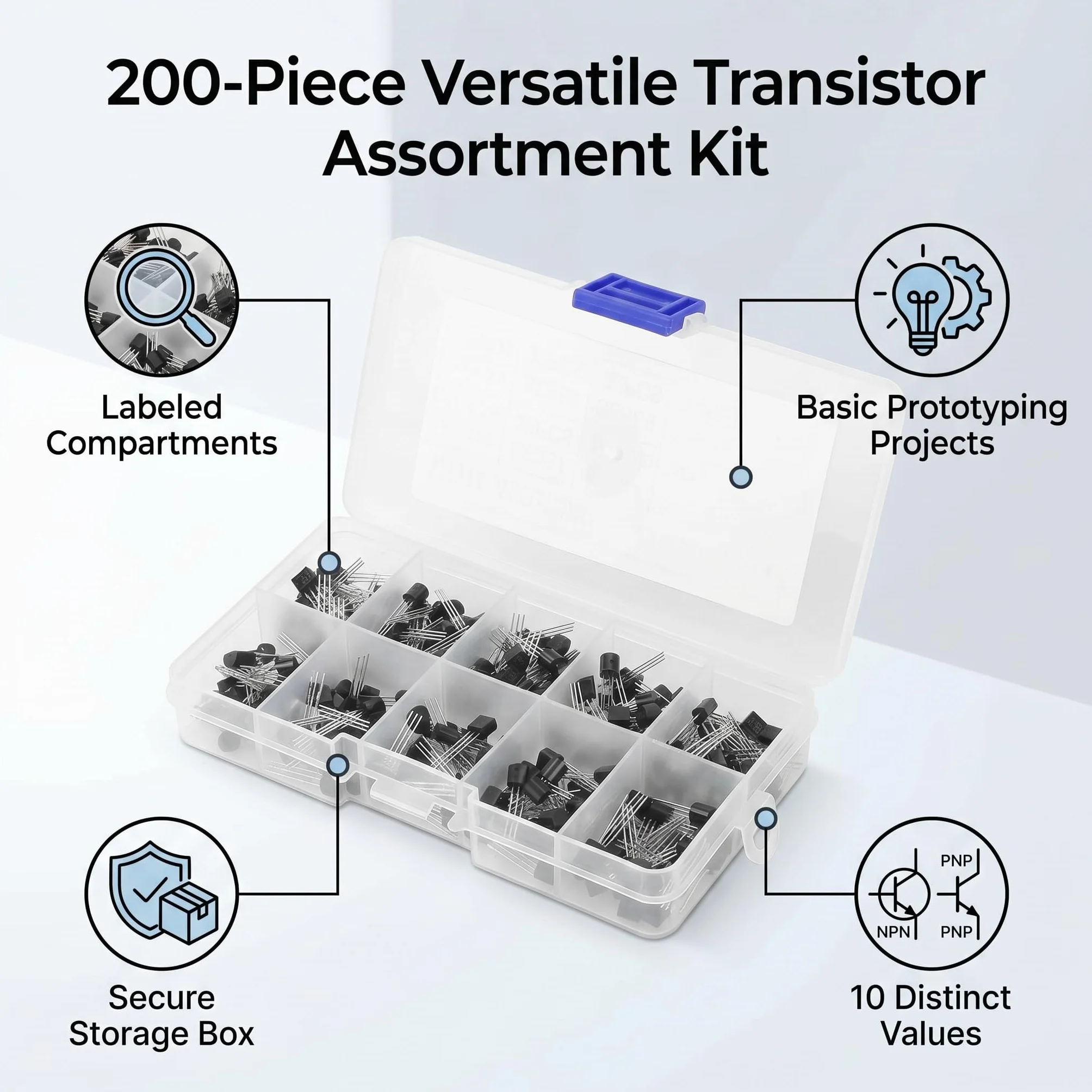 Transistor NPN BC327-BC558 TO-92 Kit 200 pz fai-da-te elettronica