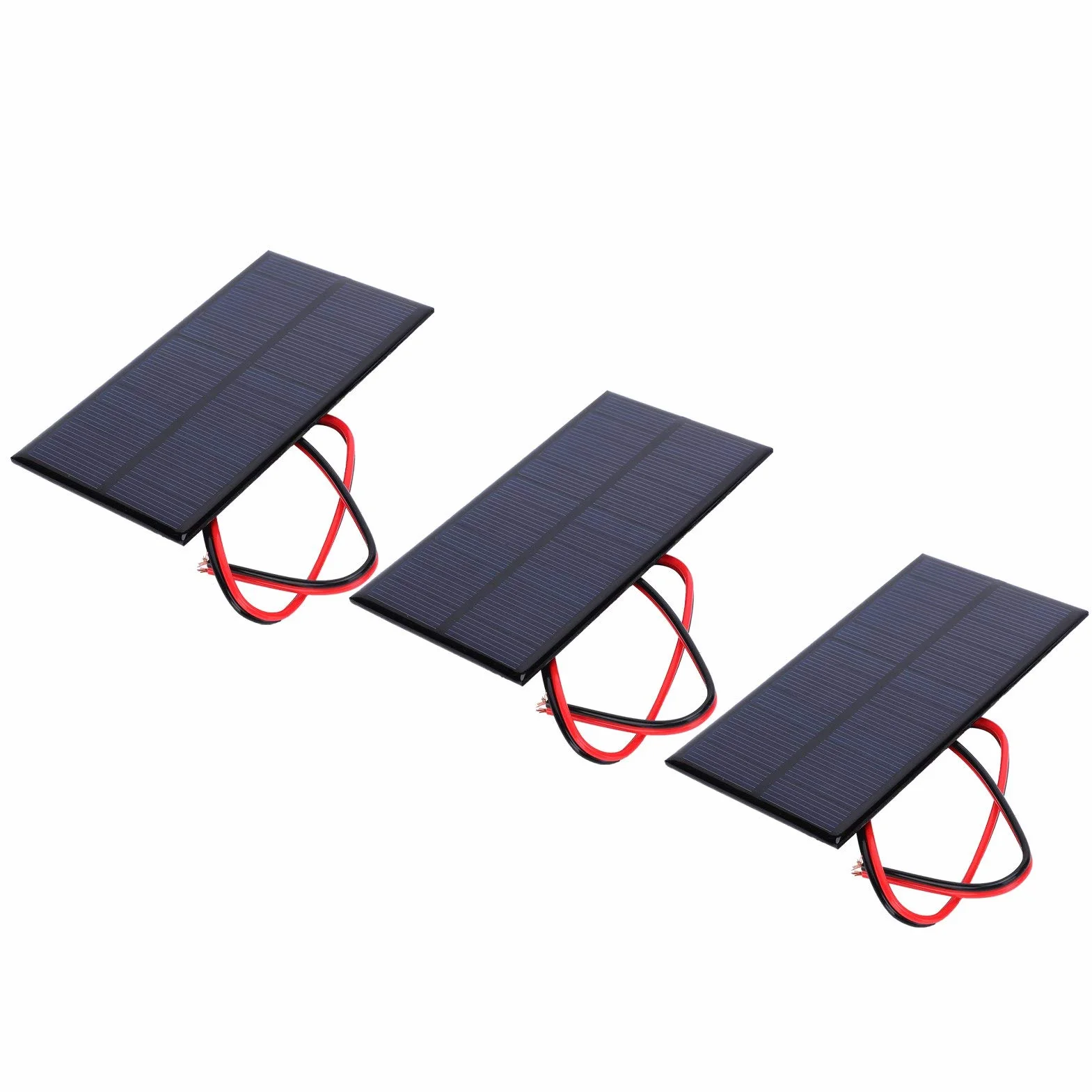 Pannello solare 6 V 1 W, cella solare in silicio policristallino, cavo 30 cm, rosso/nero
