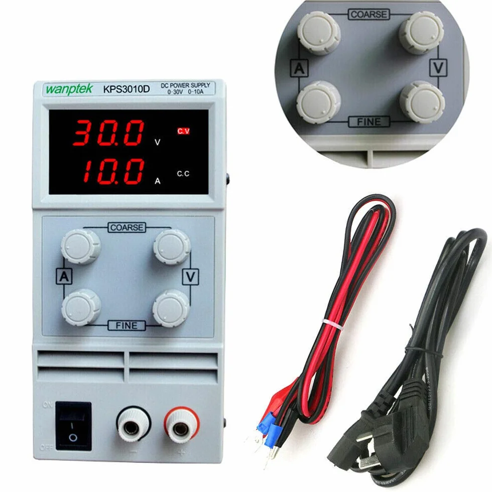 Alimentatore di rete DC regolabile, 0-30 V, 0-10 A