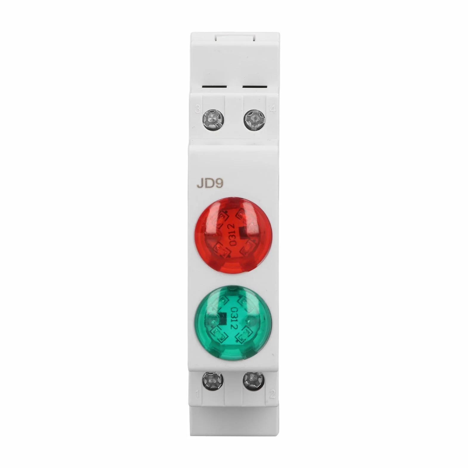 Lampada di Segnalazione LED 230V CA/CC Doppio Rosso Verde per Guida DIN, Montaggio su Guida