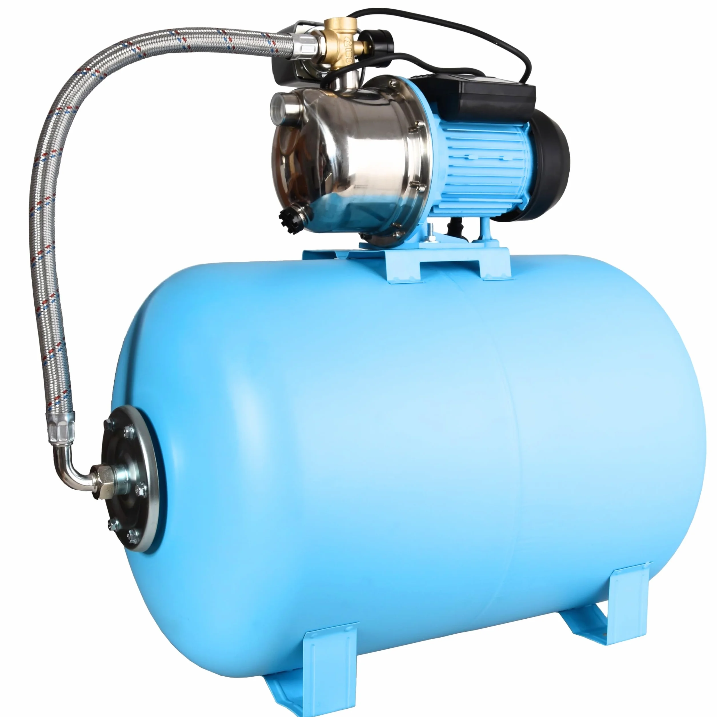 Serbatoio a pressione JS 1100 - Pompa per l'approvvigionamento idrico domestico con serbatoio da 100L - Acciaio inossidabile INOX - Pompa dell'acqua (3600 l/h, 1100W, altezza di sollevamento 50m
