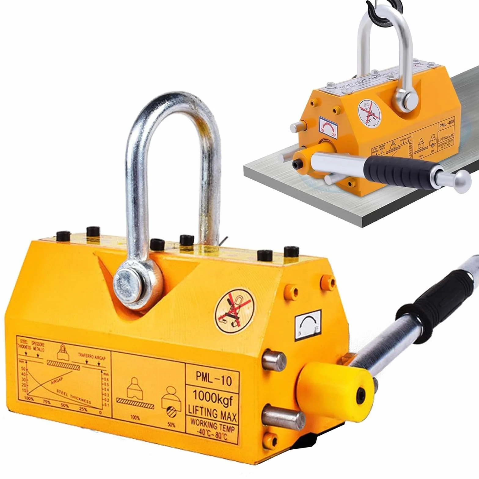 Magnete di sollevamento con meccanismo di rilascio, alta forza di trazione per applicazioni di gru e gru da officina