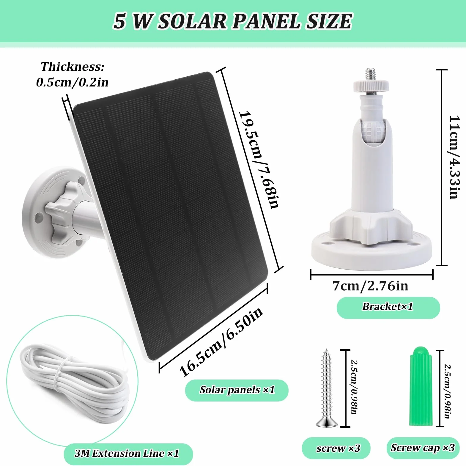 AFAIK Pannello solare Modulo solare per batteria Ring Camera 5V 5W con Ring Spotlight Cam/Pro/Plus & Stick Up Cam/Pro con spina a botte 4m Cavo di ricarica IP65 Impermeabile Caricabatterie solare per
