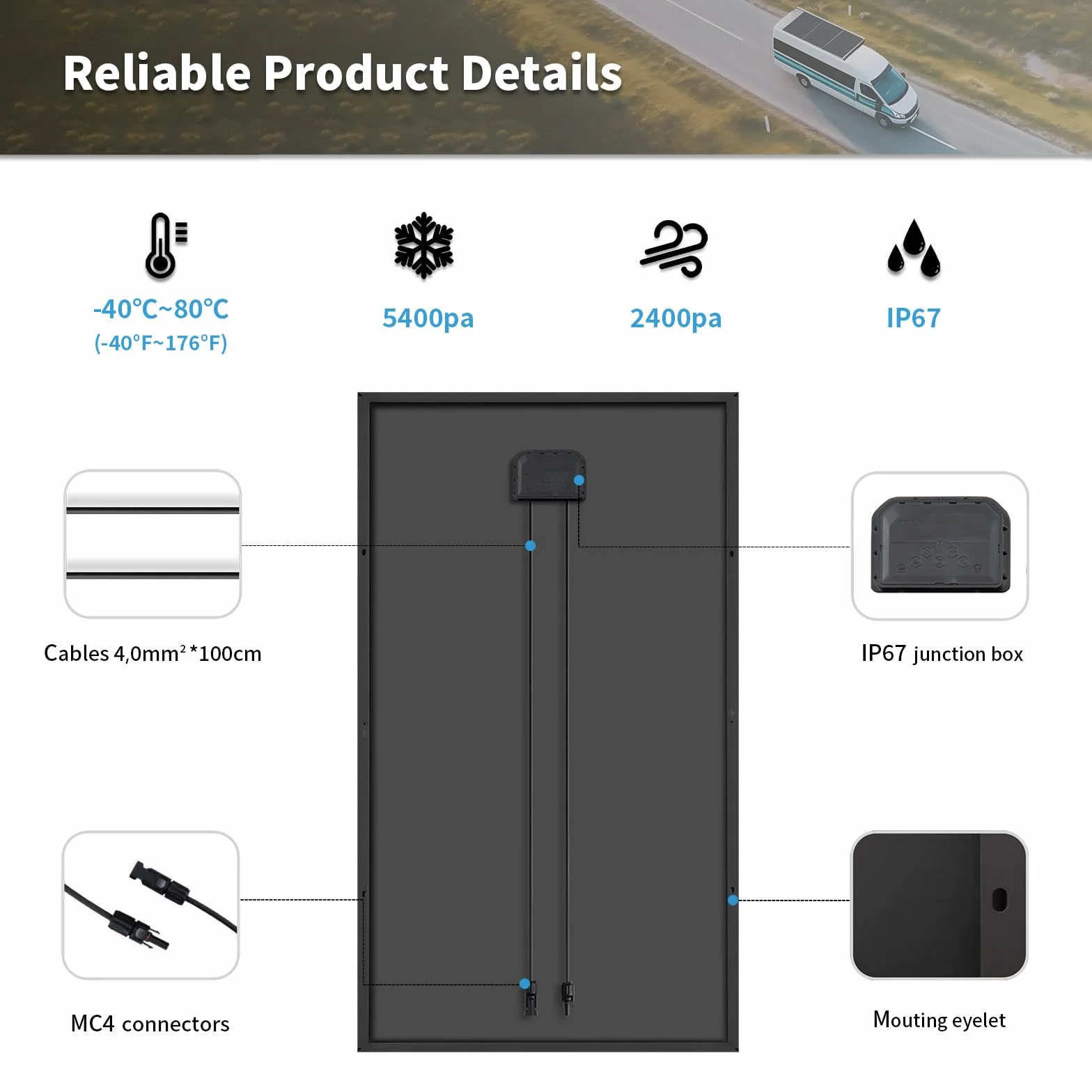 Pannello Solare Monocristallino Tipo N 220W 12V Nero – Modulo Solare ad Alta Efficienza per Camper, Barca, Balcone, Tetto, Batterie 12V e Centrali Elettriche Portatili