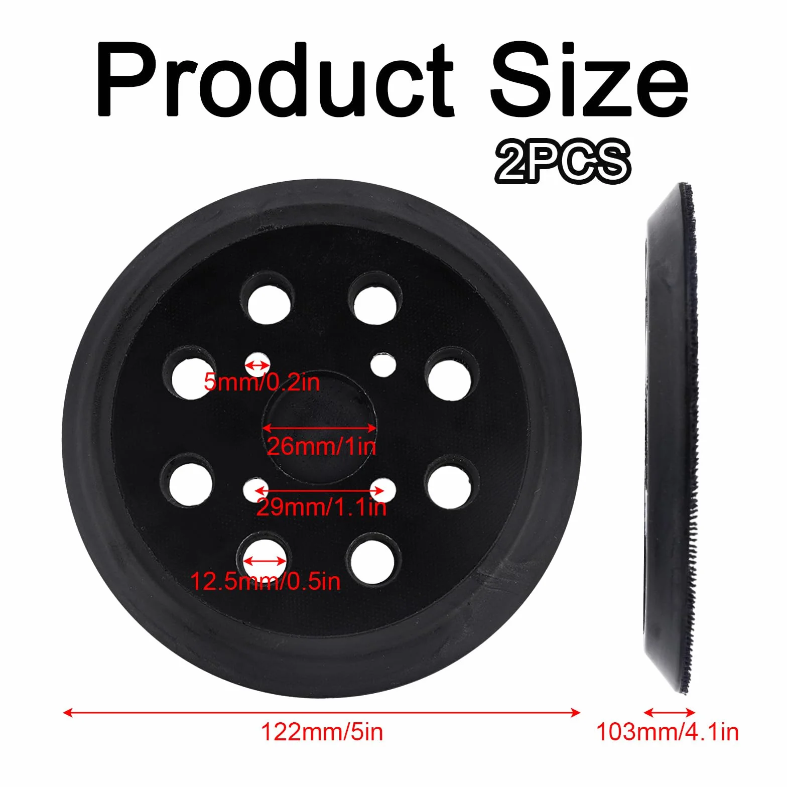 2pz Platorelli per Levigatrice Orbitale da 5in a 8 Fori, Codice OE# 51-36-7100 Compatibili con 6021-21 6034-21 2648-20 2648-21 per Ridgid R2501 R2600 e Altre Levigatrici Roto-Orbitali
