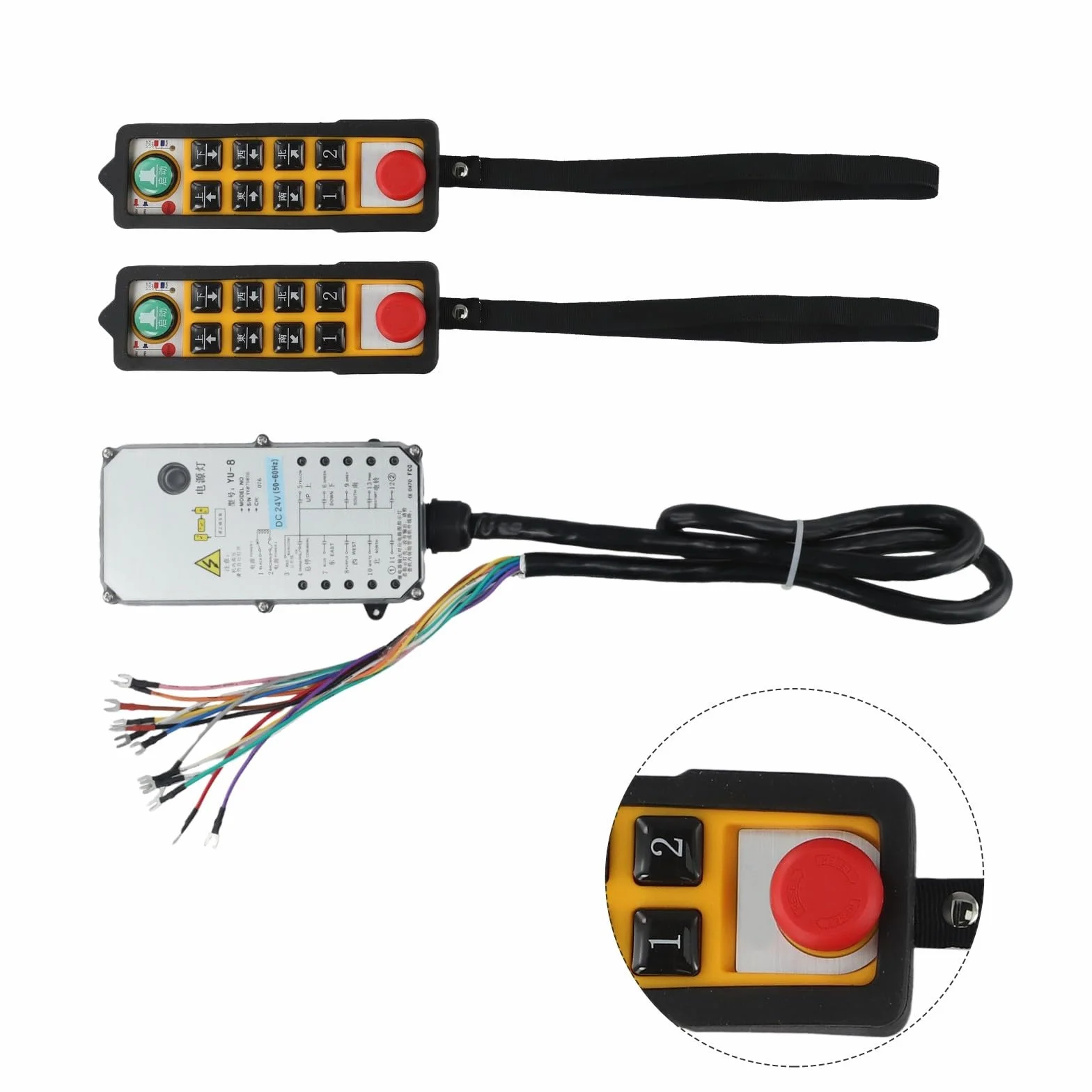 /YU-8+/ Telecomando industriale per gru elettrica di sollevamento, /800MHz/Controller di sollevamento wireless con arresto, olio e acido resistente per macchine minerarie del trasportatore