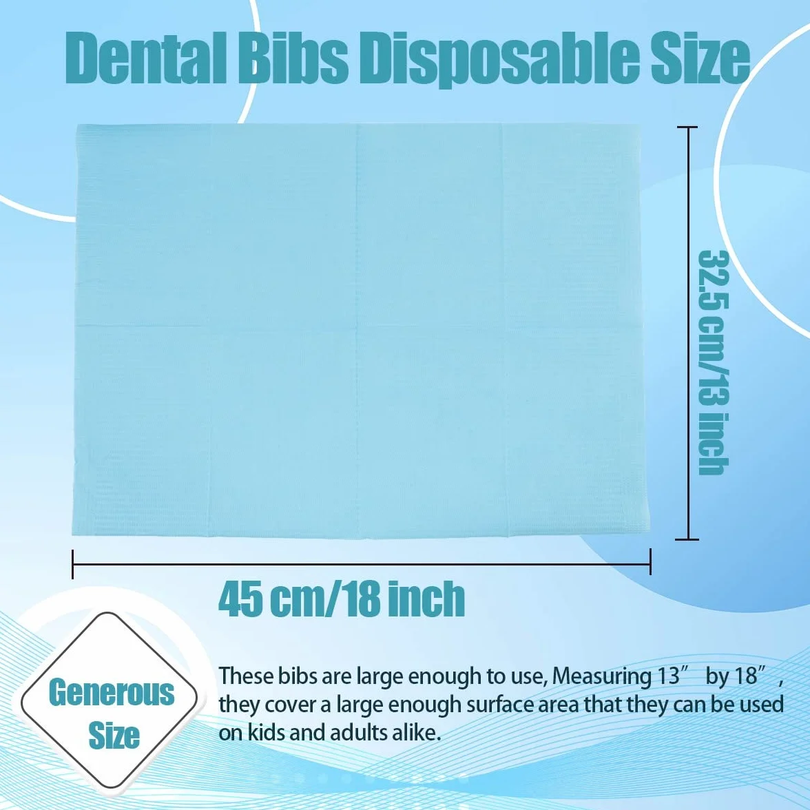 Bavaglini dentali usa e getta 33 x 45,7 cm 3 strati impermeabili