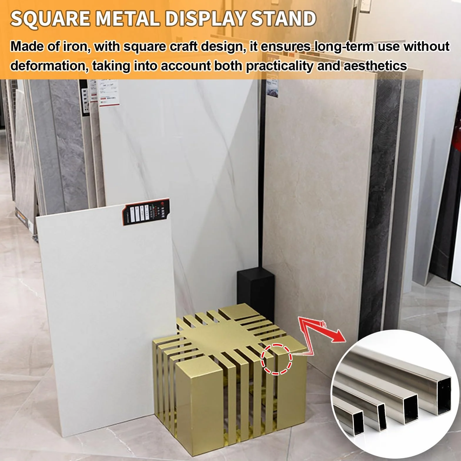 Espositore per Piastrelle in Ceramica,Espositore Piastrelle da Pavimento,Design Rettangolare, 20 Slot,Adatto Showroom, Negozi al Dettaglio